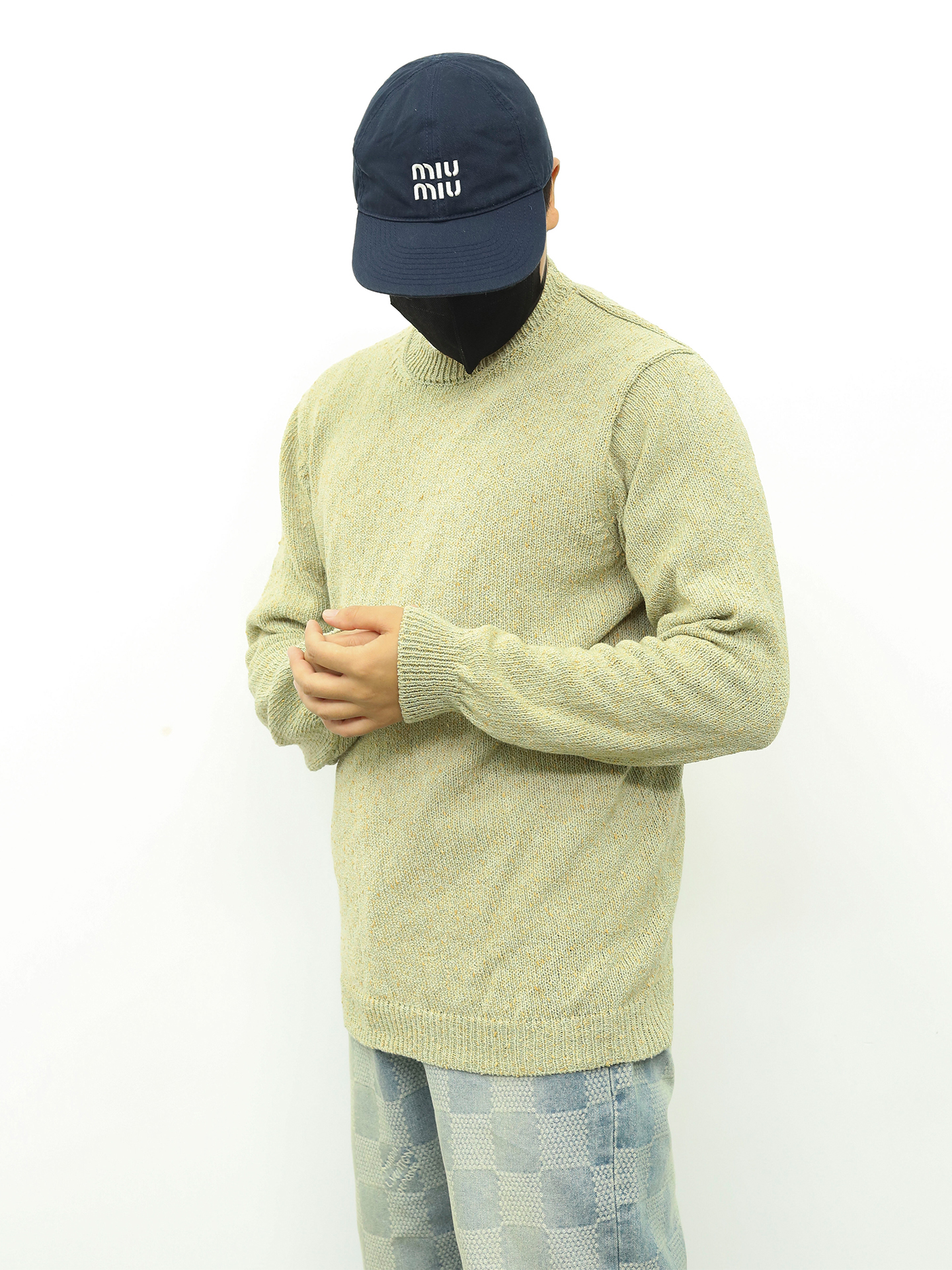 LP套头亚麻点毛衣 米色