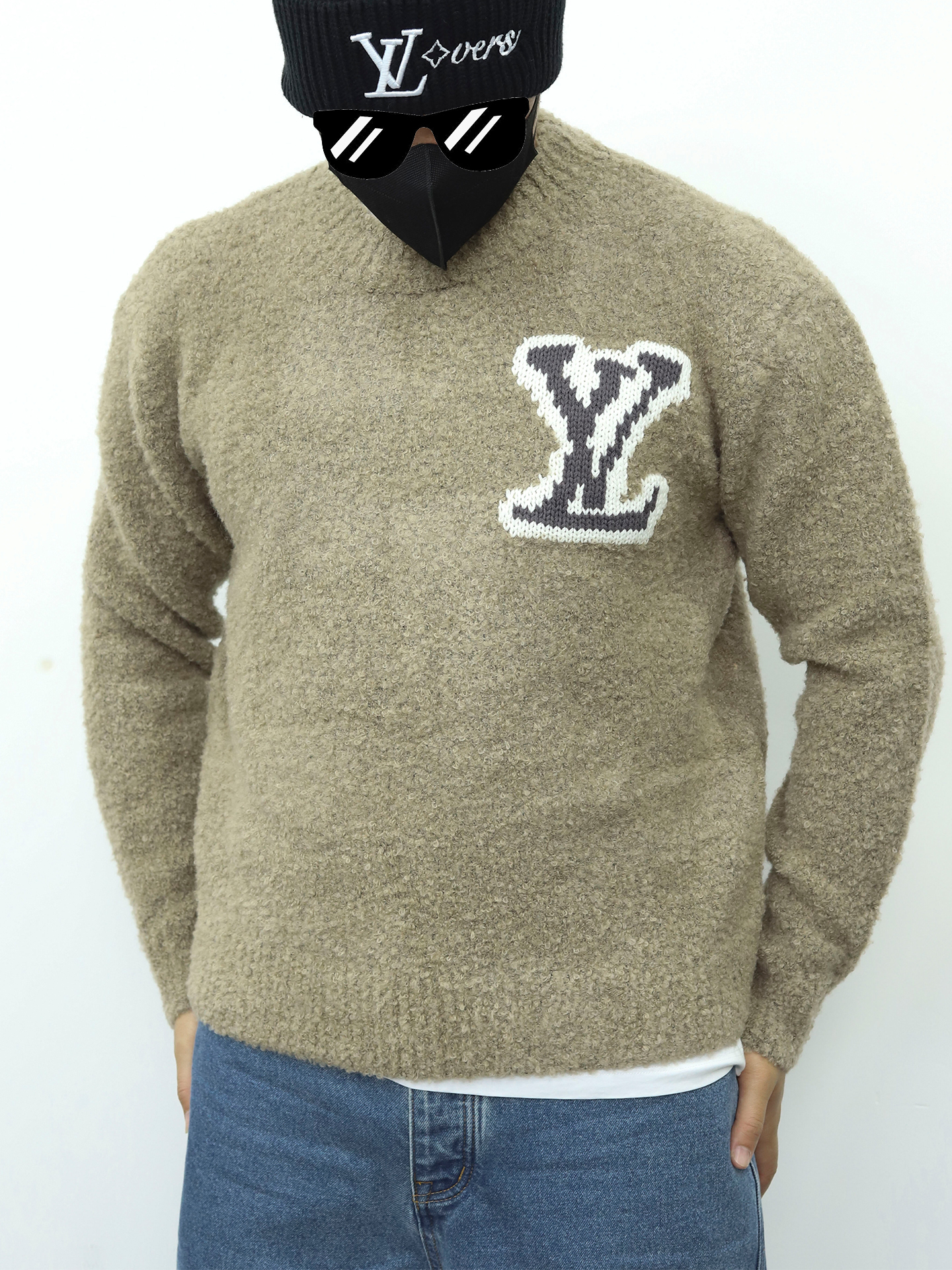 LV圆领毛衣 棕色