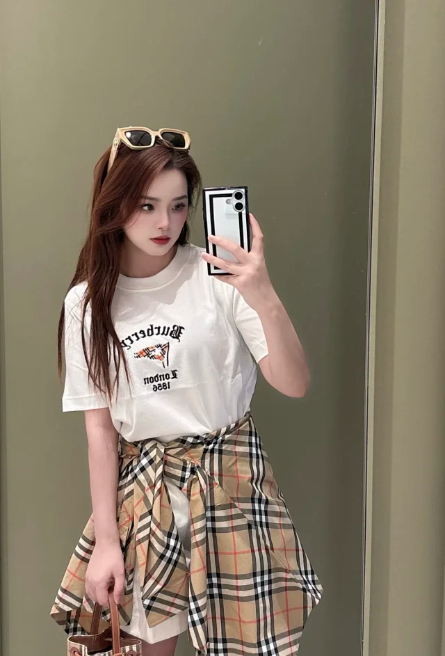 Item ID 9053 BBR Double color optional double embroidery technique round neck cotton knitted T-shirt