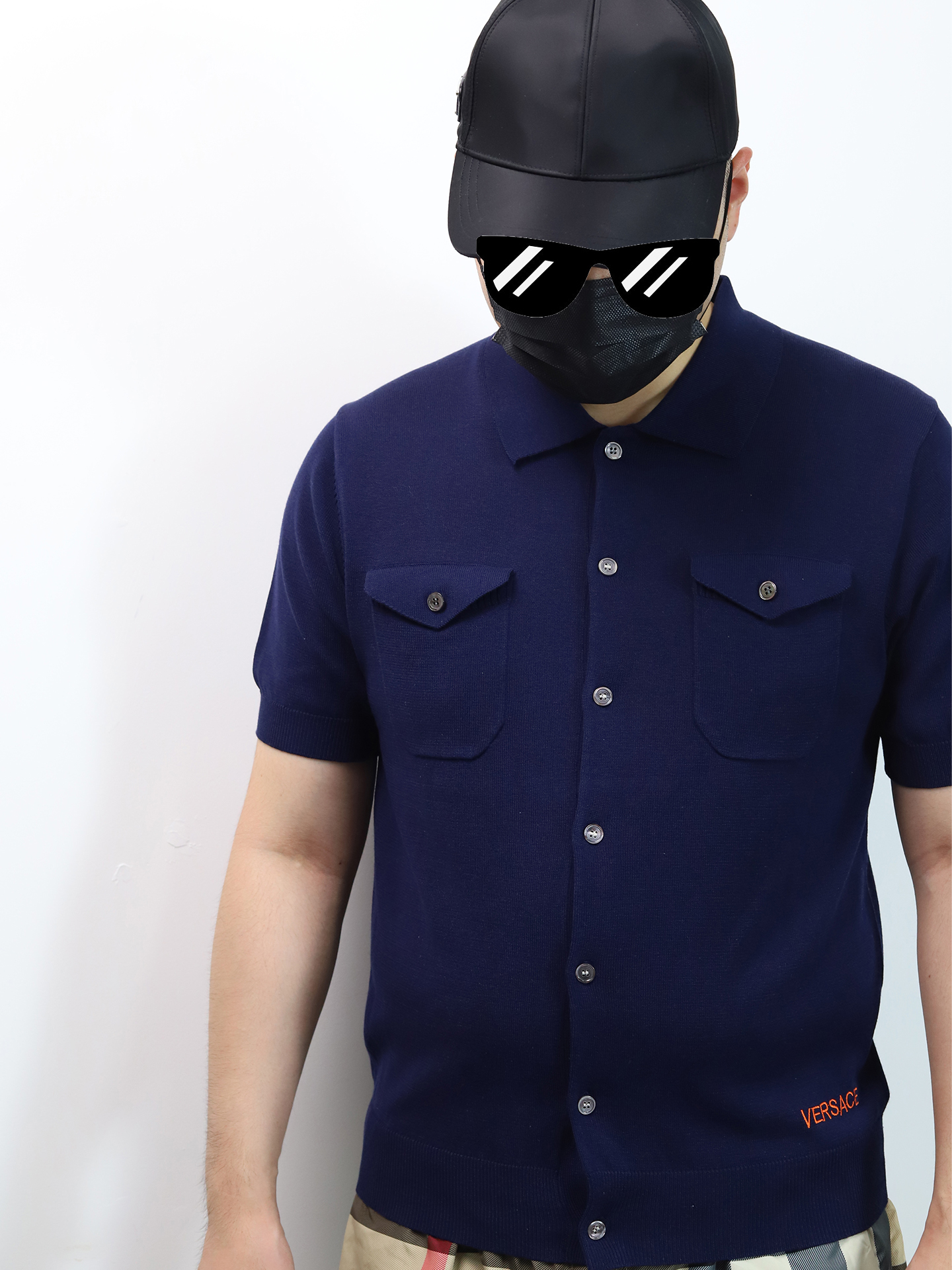 VERSACE knit Button UP Polo