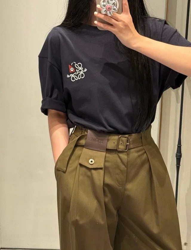 Item ID 9021 Loe×Wain Joint Solid Color Round Neck Short Sleeve T-shirt