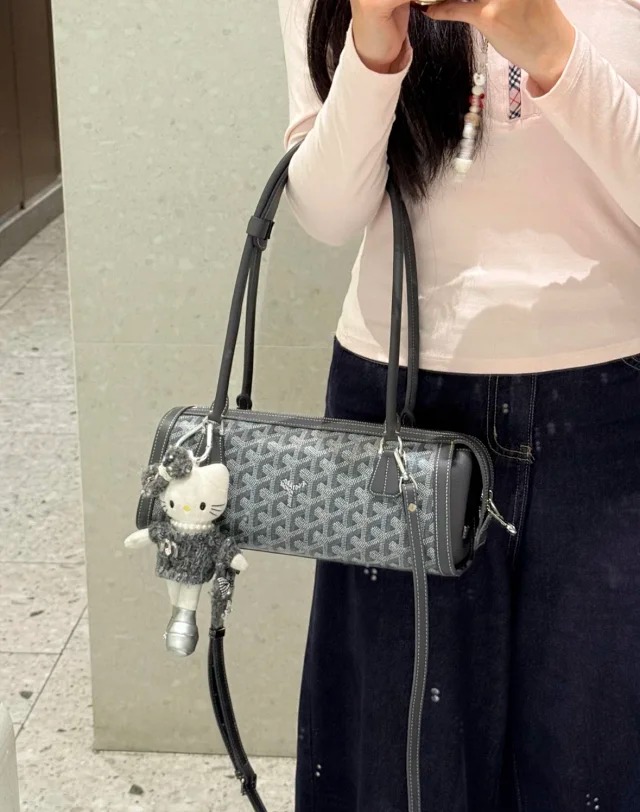 Item ID 9027 GOYARD Bonbonniere Classic Monogram Canvas & Cowhide Leather Baguette Shoulder Bag