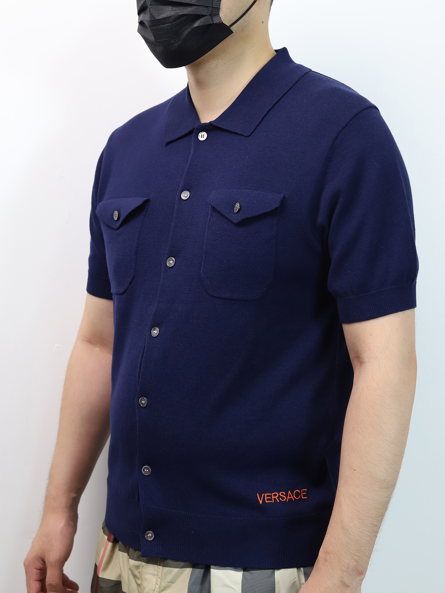 VERSACE knit Button UP Polo