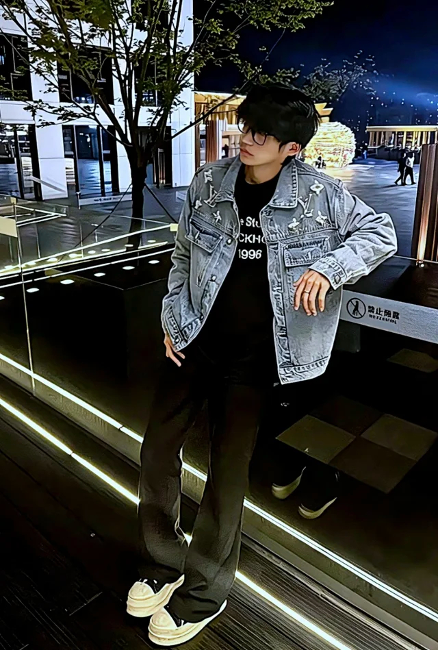 Item ID 9113 1V High-end custom FW26 Logo single-breasted lapel pocket long-sleeved denim jacket