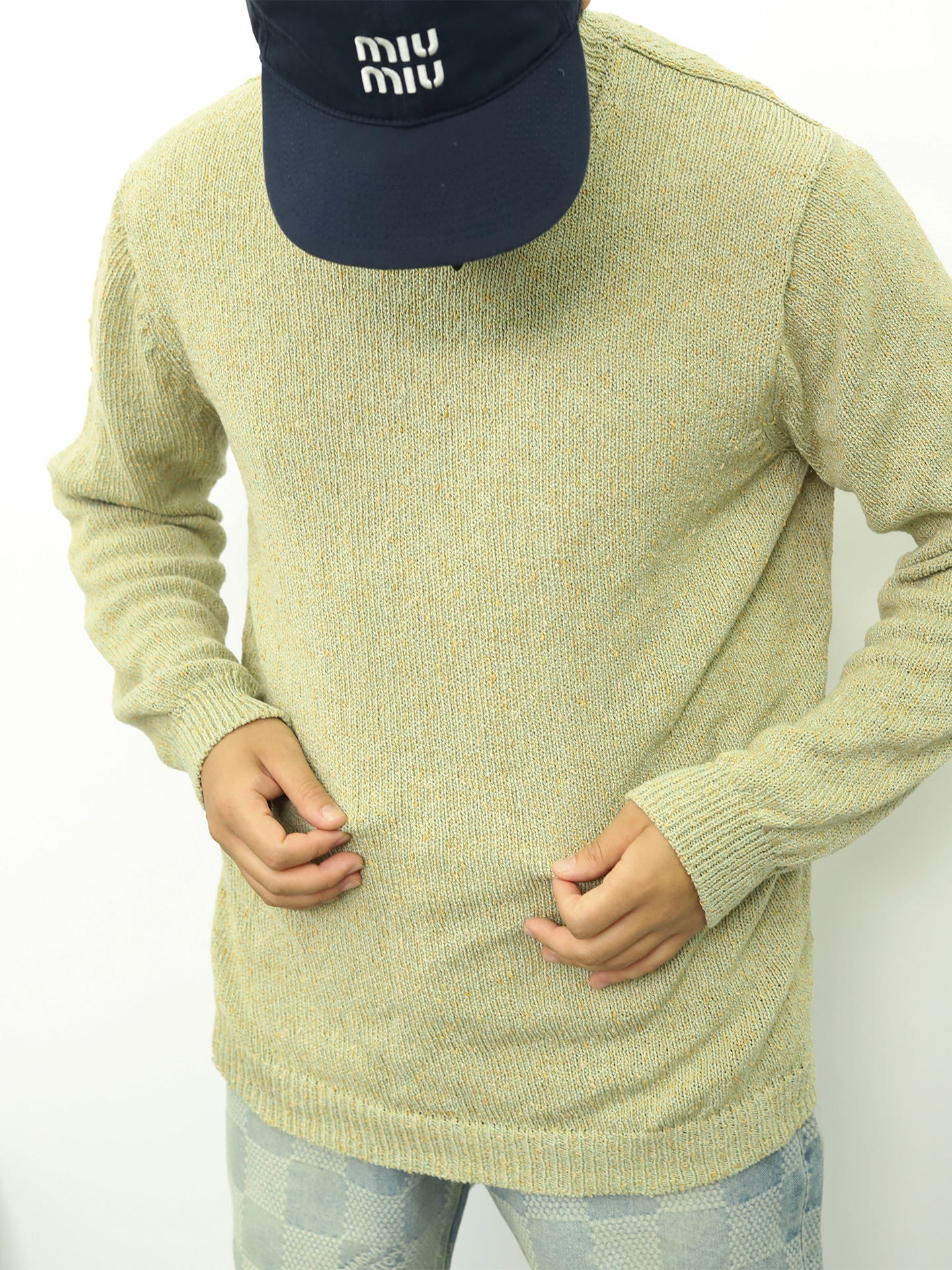 LP套头亚麻点毛衣 米色