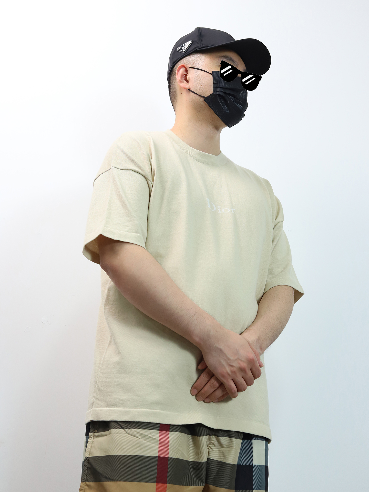 D1or oversized loose knitted jacquard tee