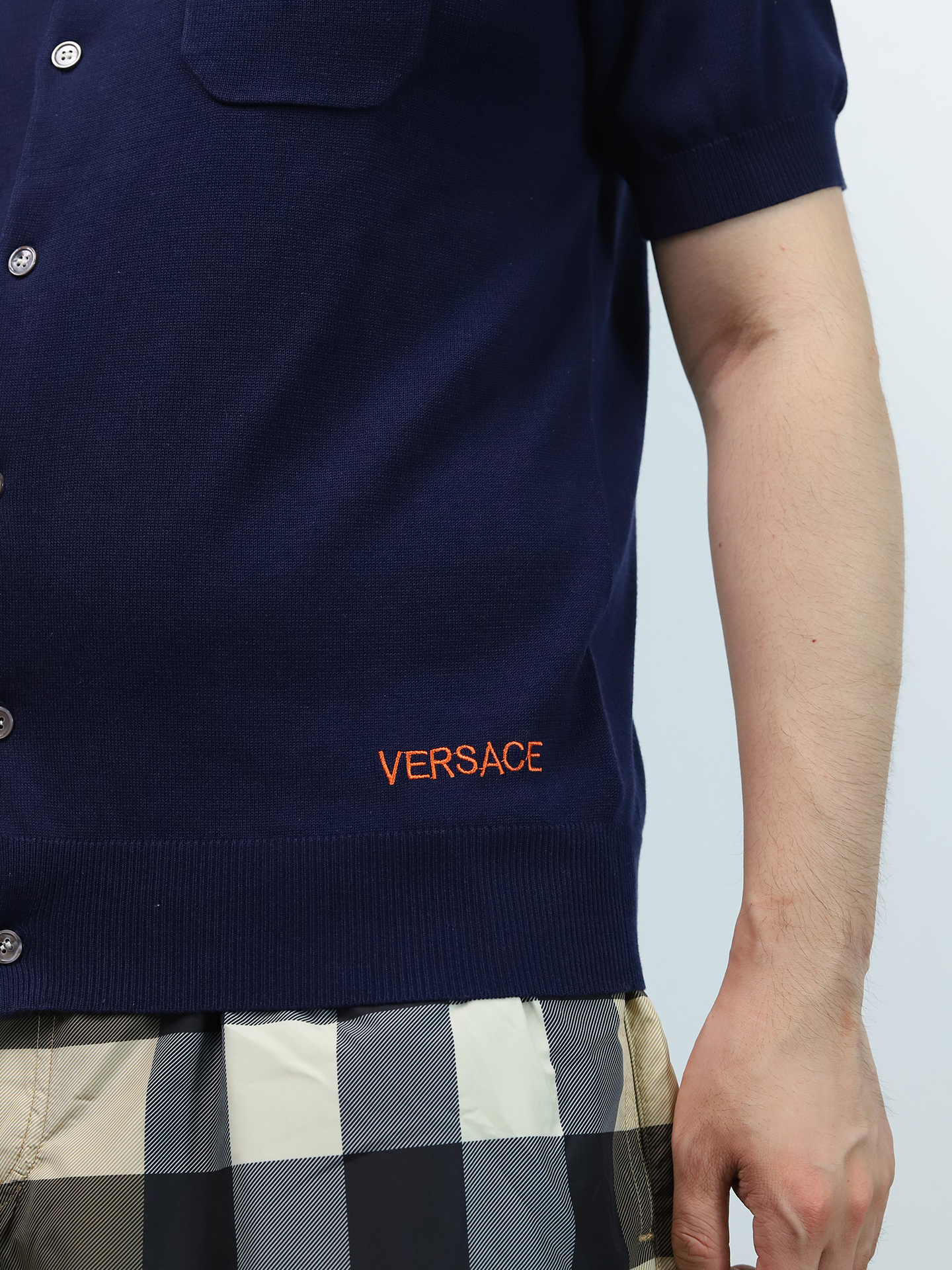 VERSACE knit Button UP Polo