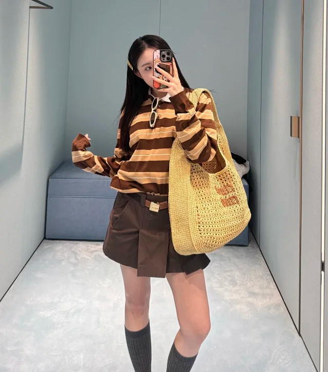 Item ID 9105 M1UM1U Dyed yarn, flatbed machine circular knitting SS25 summer series cotton knitted embroidered logo polo shirt,