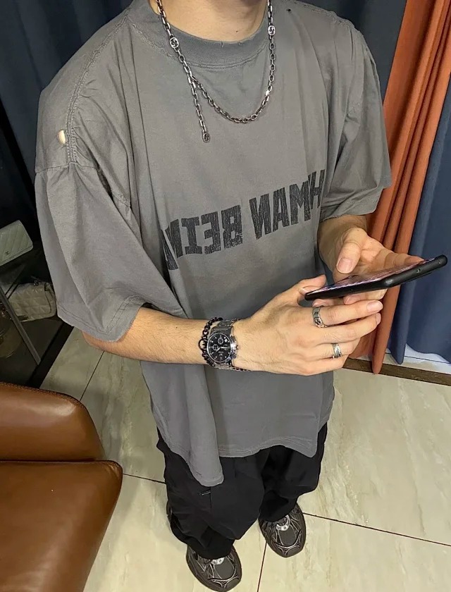 BLCG Letter printed round neck short sleeved shirt