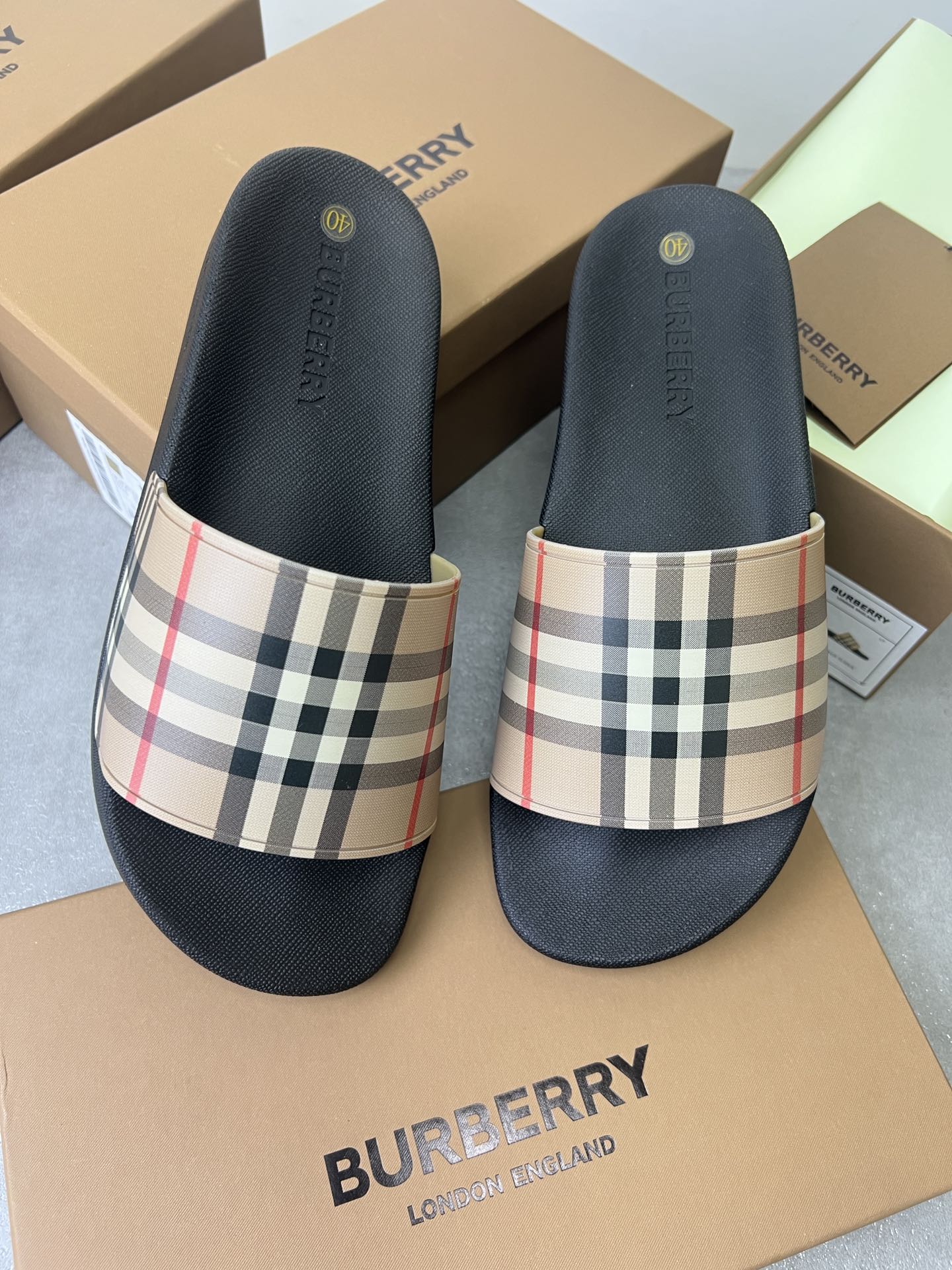 bbr 经典格子拖鞋