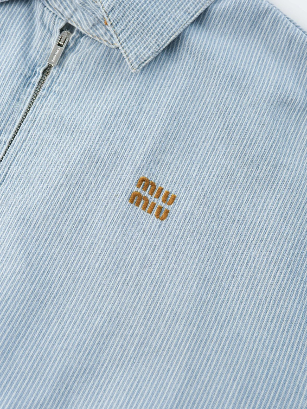 Item ID 8037 M1UM1U Miu Miu embroidered loose striped denim “ Heavy industrial wash