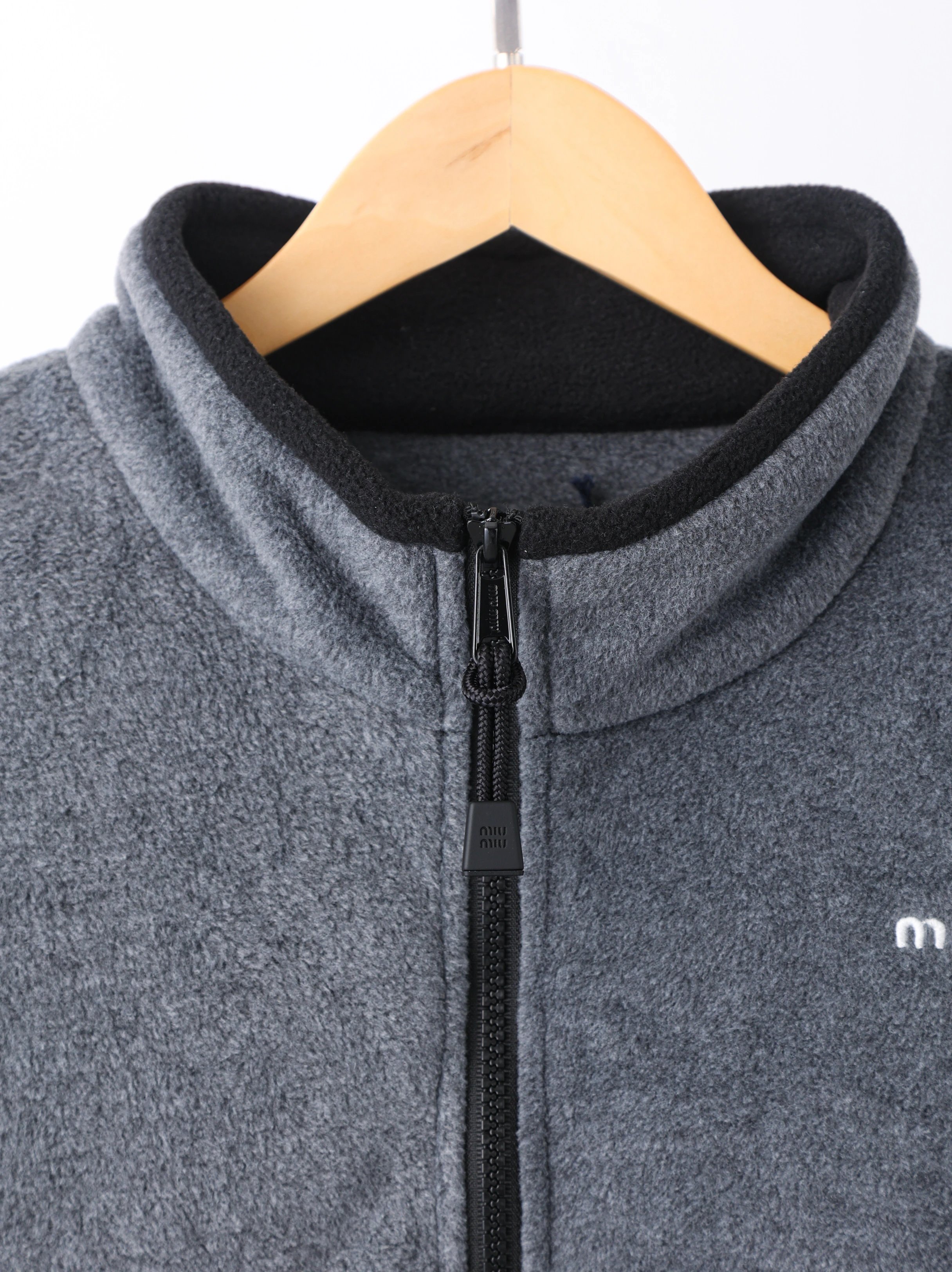 Item ID 8041 M1uMiu-2024-ss-fleece zipper jacket - Classic small label embroidered