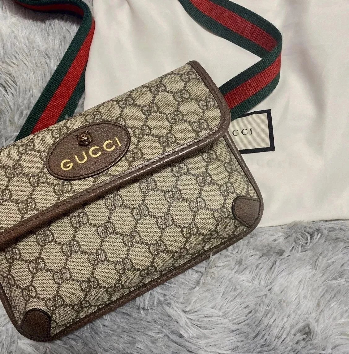 Item ID 8478 Guc GC Double G Old Flower Embossed Bag Leather Flip Cover Bag Jacquar