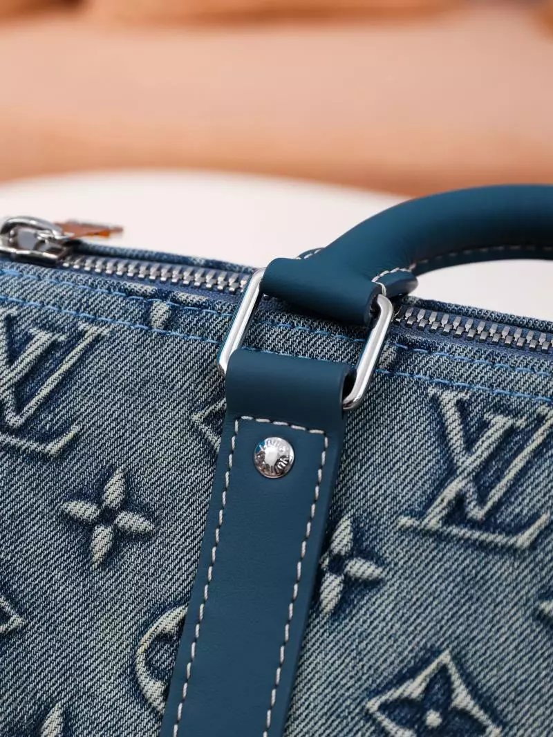 Item ID 8426 Advanced Customization - Kepall 25- Washed Blue Denim Canvas Bag - Sma