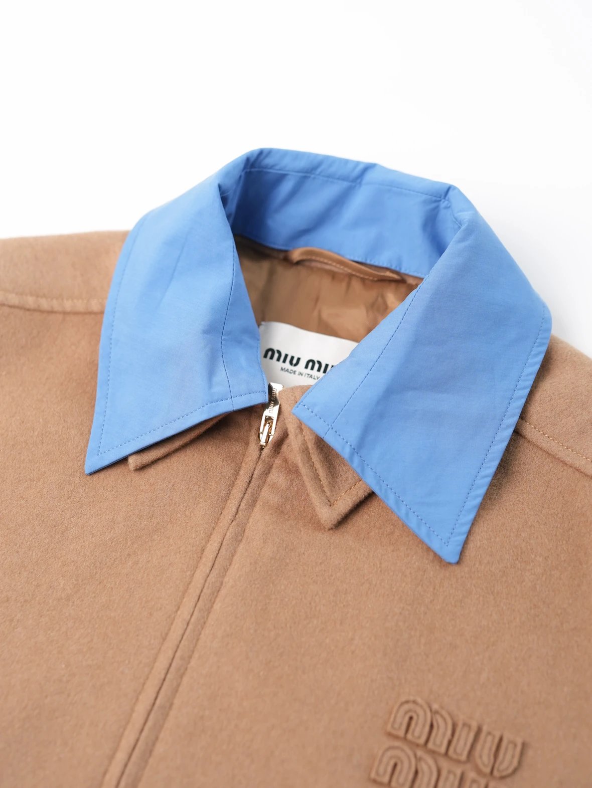 Item ID 8038 M1UM1U Miu Miu _silk lining_ _camel hair mixed yarn_ zipper opening an