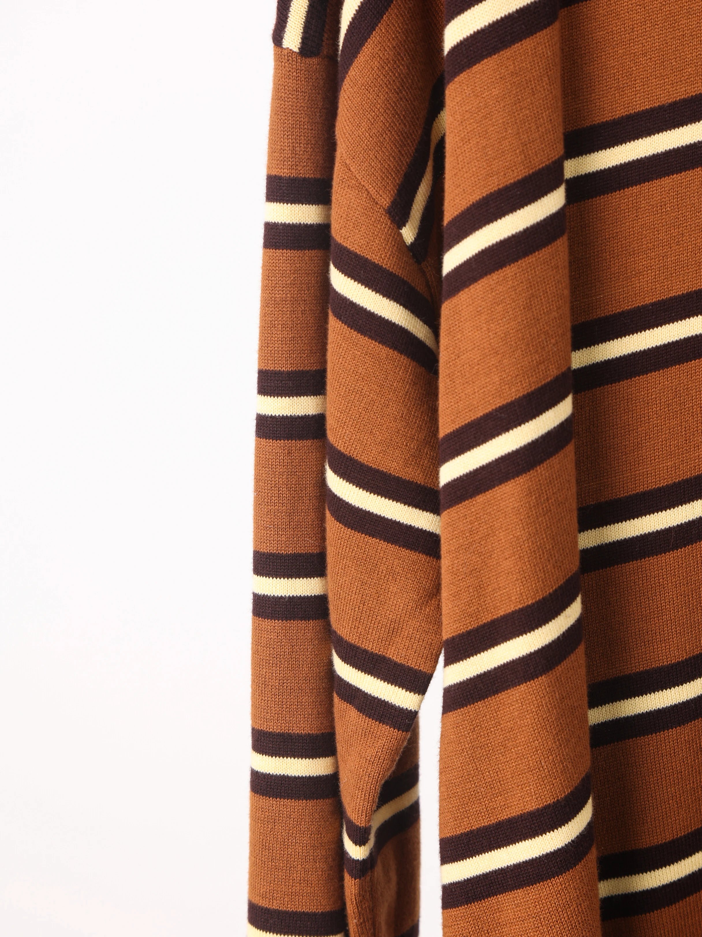 Item ID 8182 L0EWE-Luoyiwei-2024-ss-striped knitted pure cotton polo shirt - brown