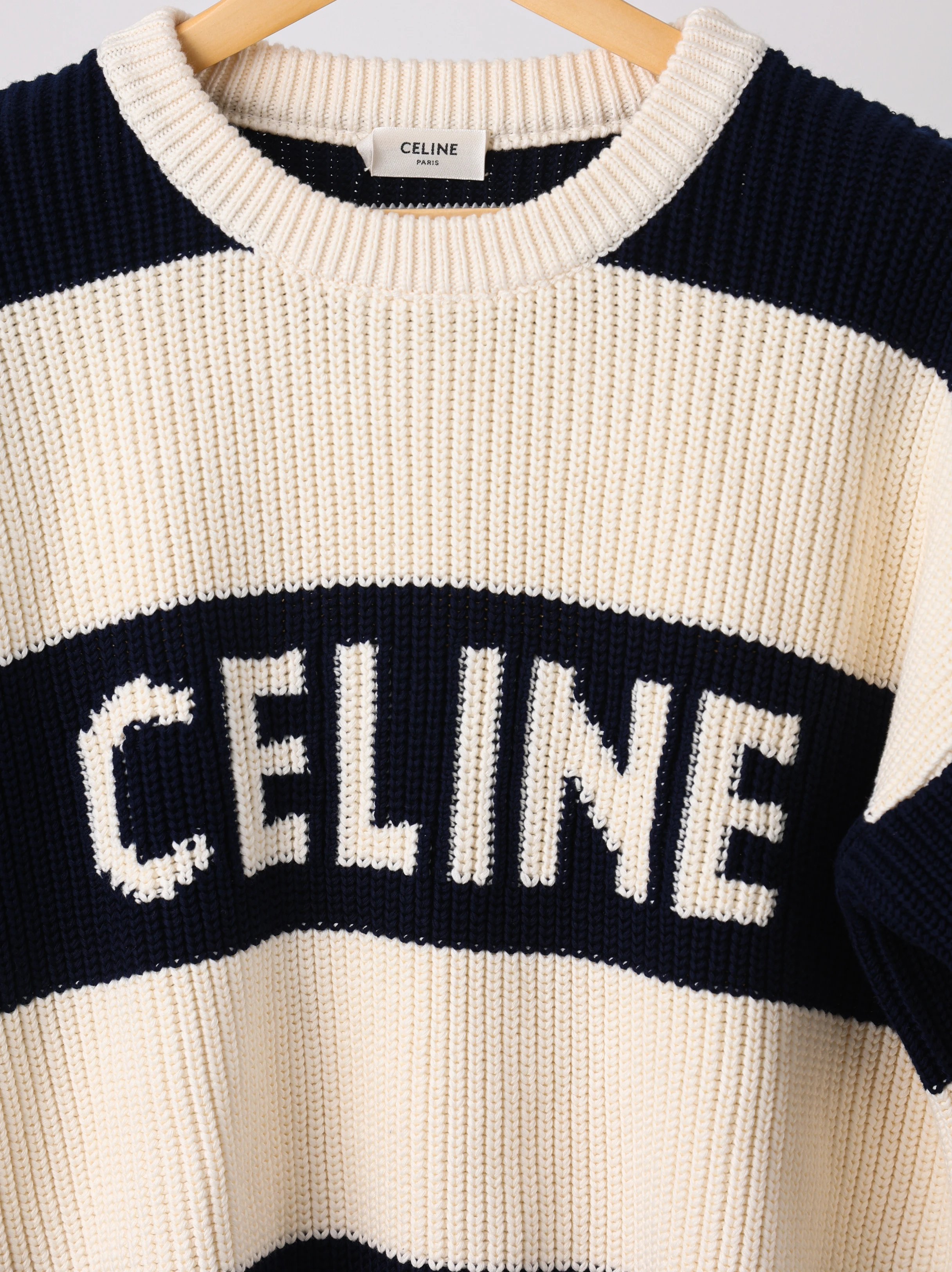 Item ID 8254 CEL1NE- Celine -2024ss- striped jacquard letter sweater - knitted loos