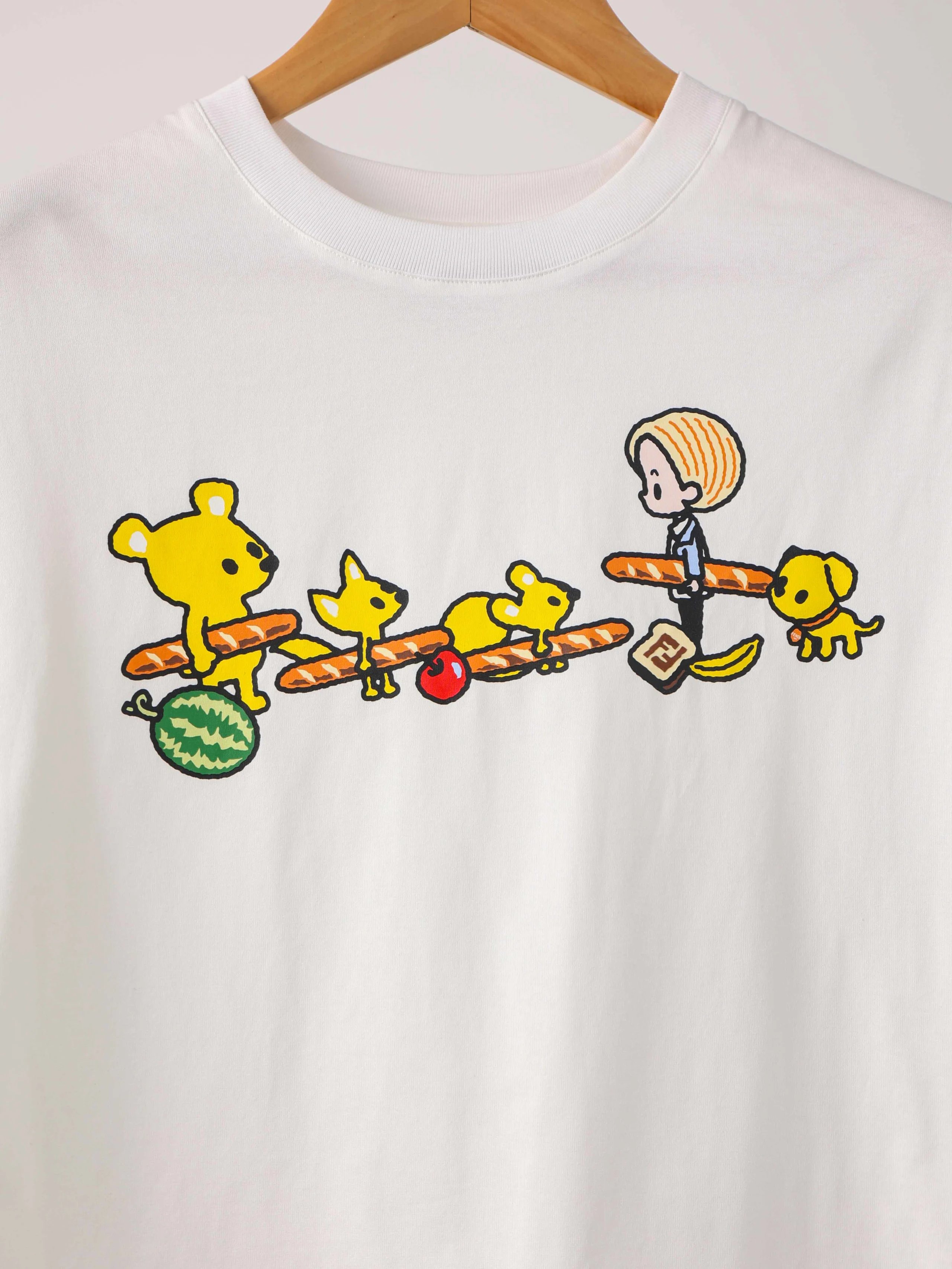 Item ID 8312 Fend1-Fendi-2025s - New Cartoon Hot Dog Bear Pattern Short Sleeve - Kn