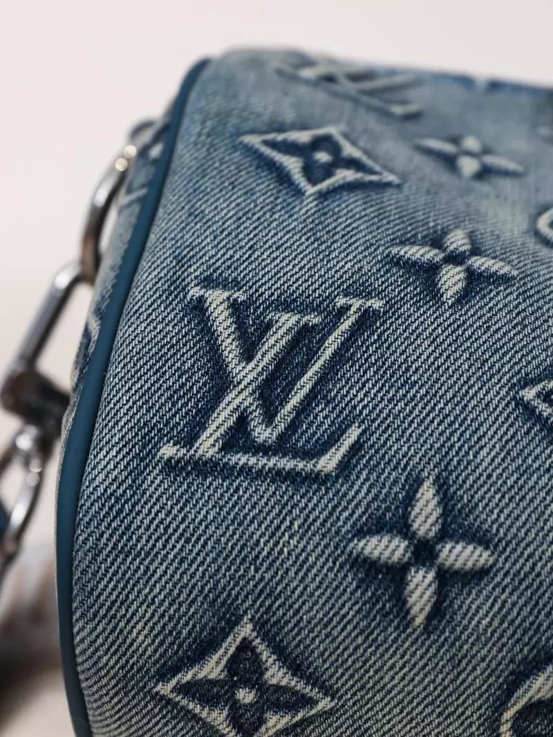 Item ID 8426 Advanced Customization - Kepall 25- Washed Blue Denim Canvas Bag - Sma