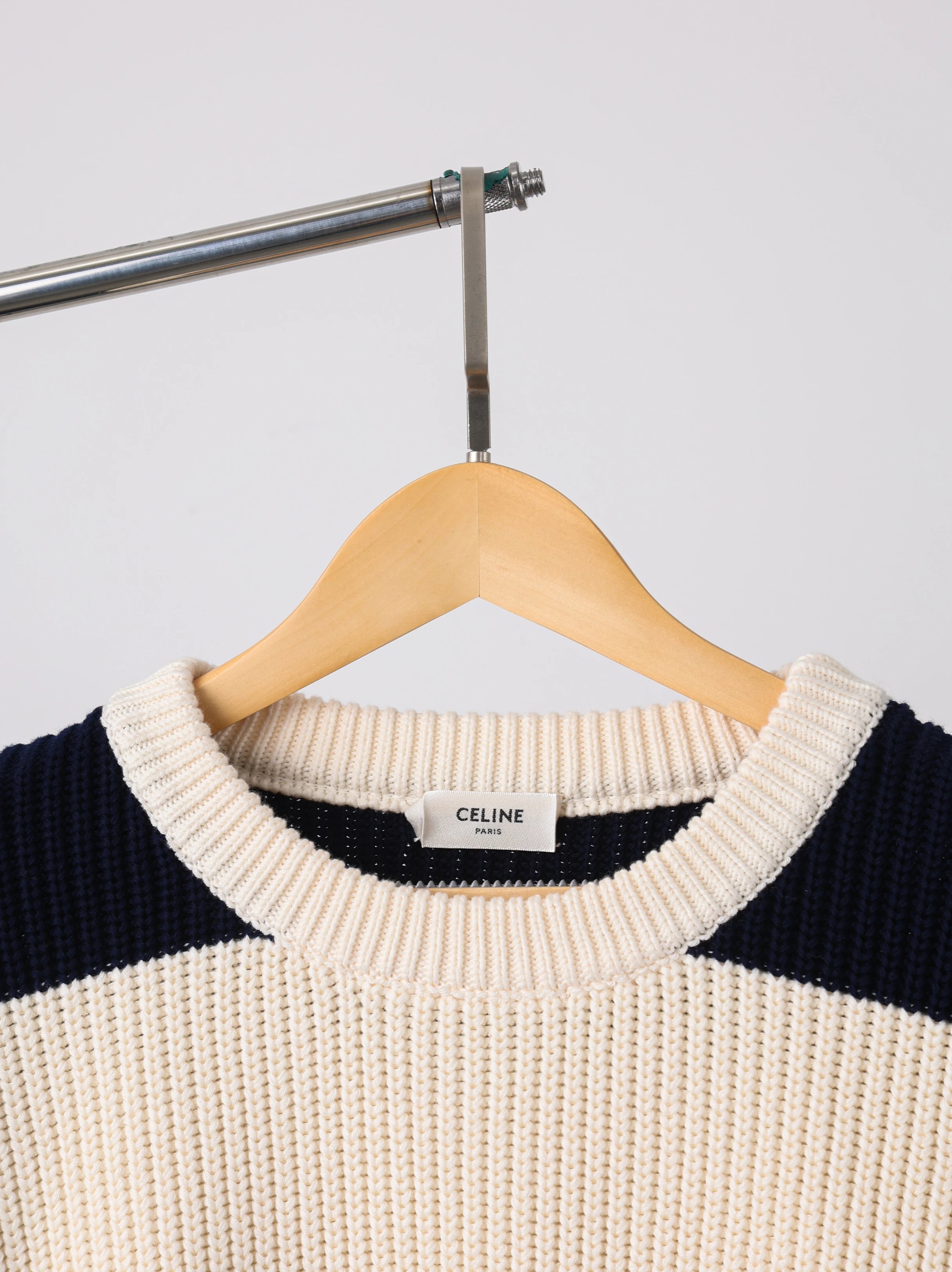 Item ID 8254 CEL1NE- Celine -2024ss- striped jacquard letter sweater - knitted loos