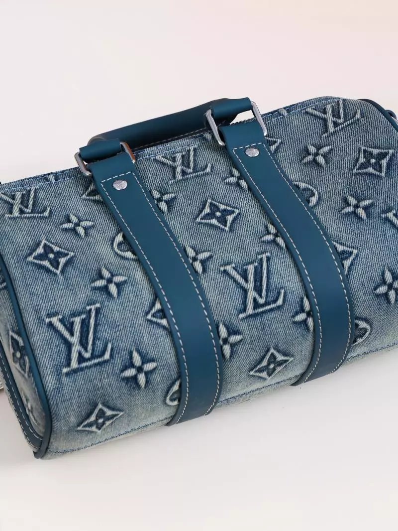 Item ID 8426 Advanced Customization - Kepall 25- Washed Blue Denim Canvas Bag - Sma