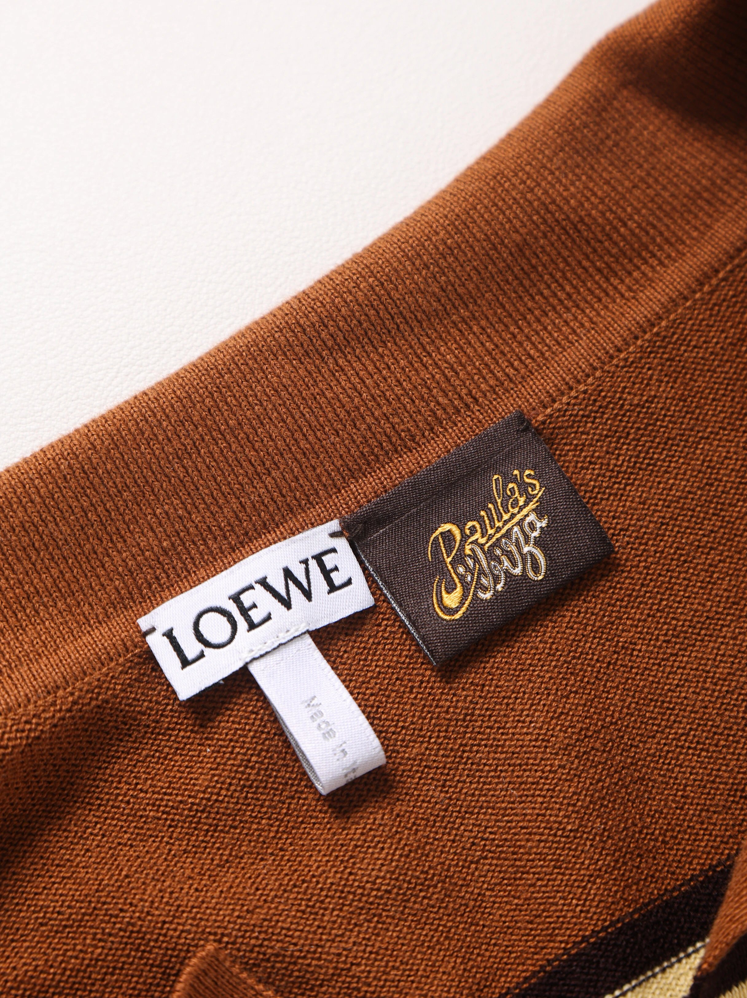 Item ID 8182 L0EWE-Luoyiwei-2024-ss-striped knitted pure cotton polo shirt - brown