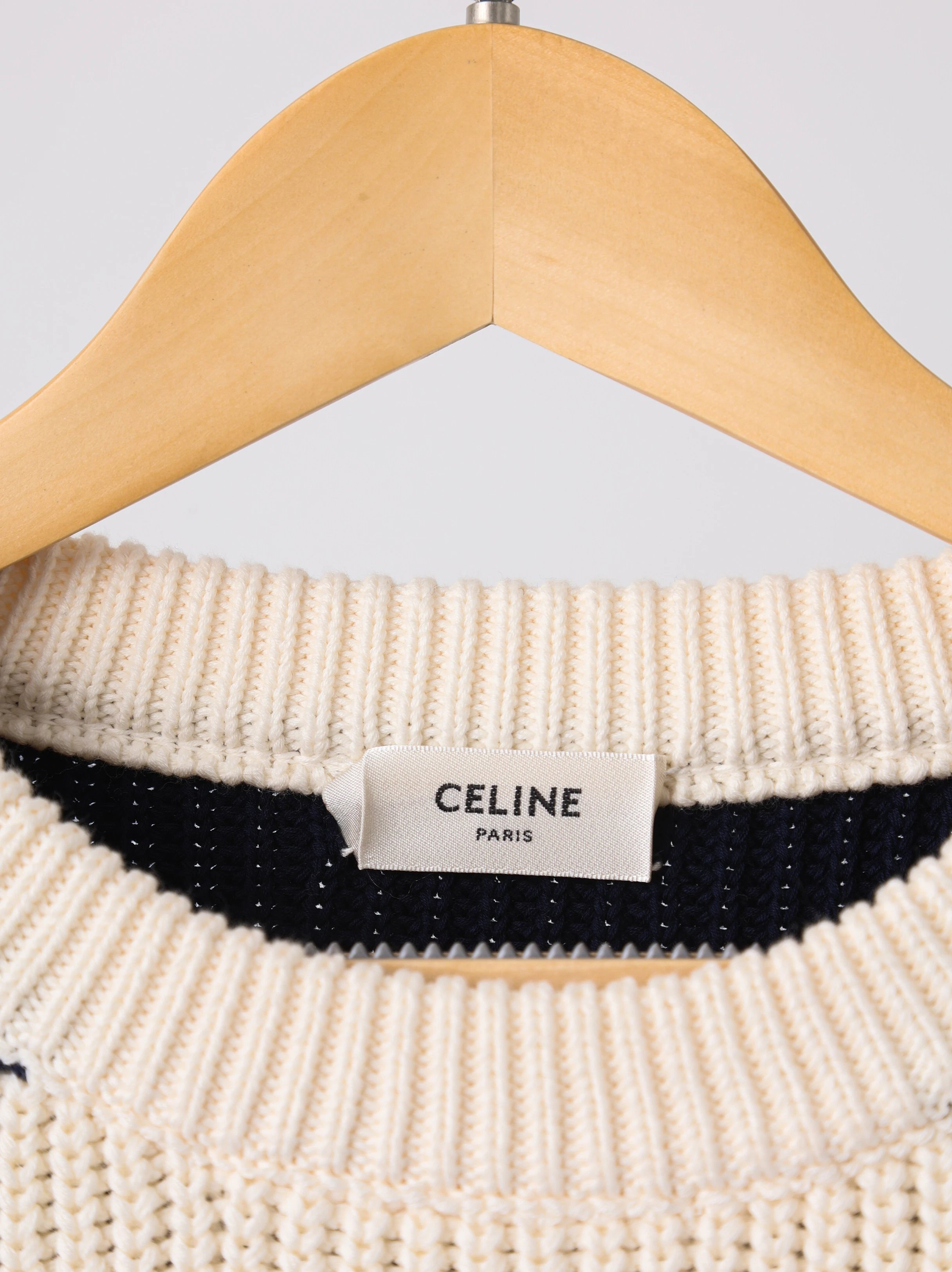 Item ID 8254 CEL1NE- Celine -2024ss- striped jacquard letter sweater - knitted loos