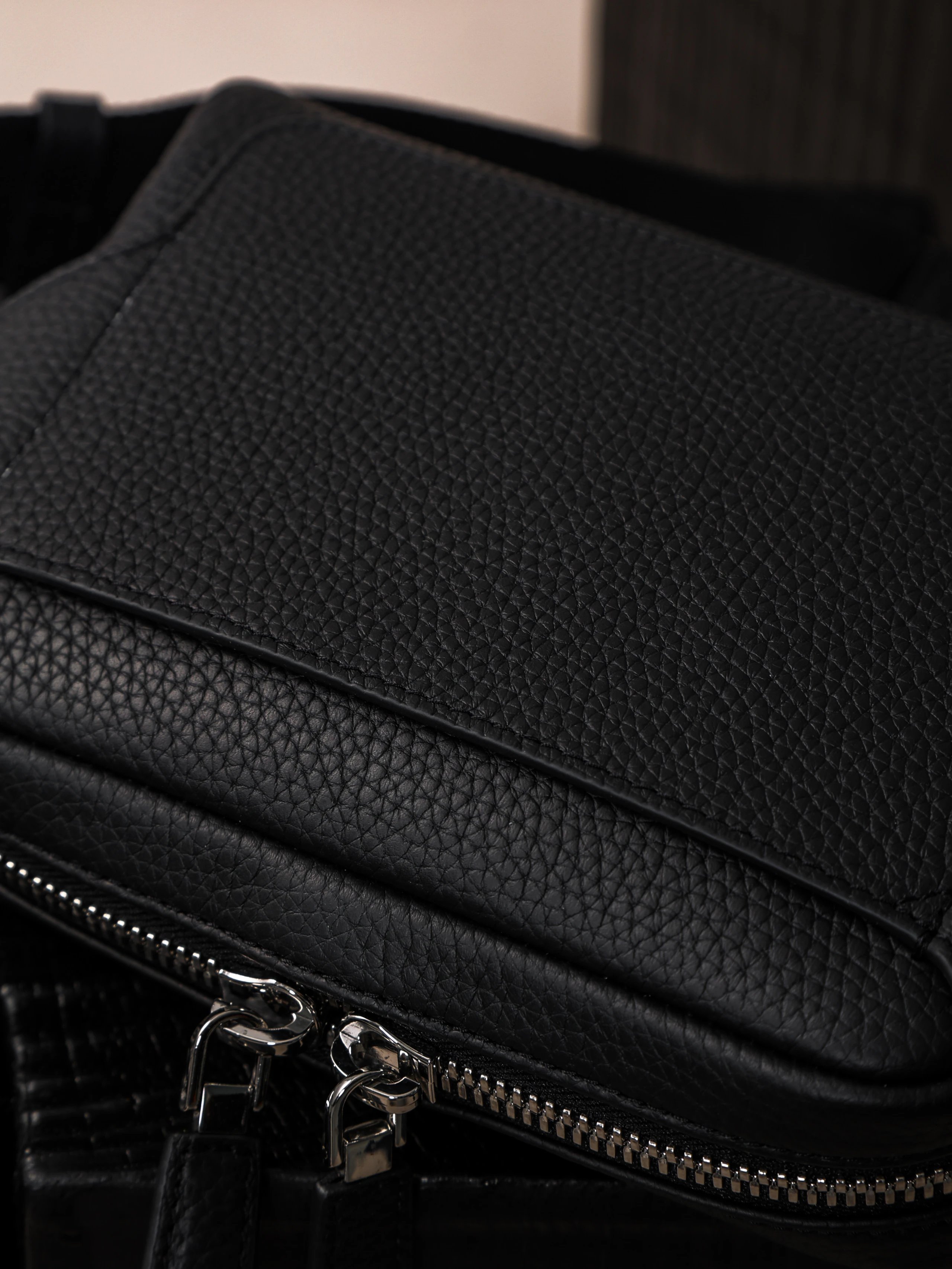 Item ID 8504 Pr@da- Prada - Fully Inlaid Leather - Vitello Dino - Metal Triangle Se