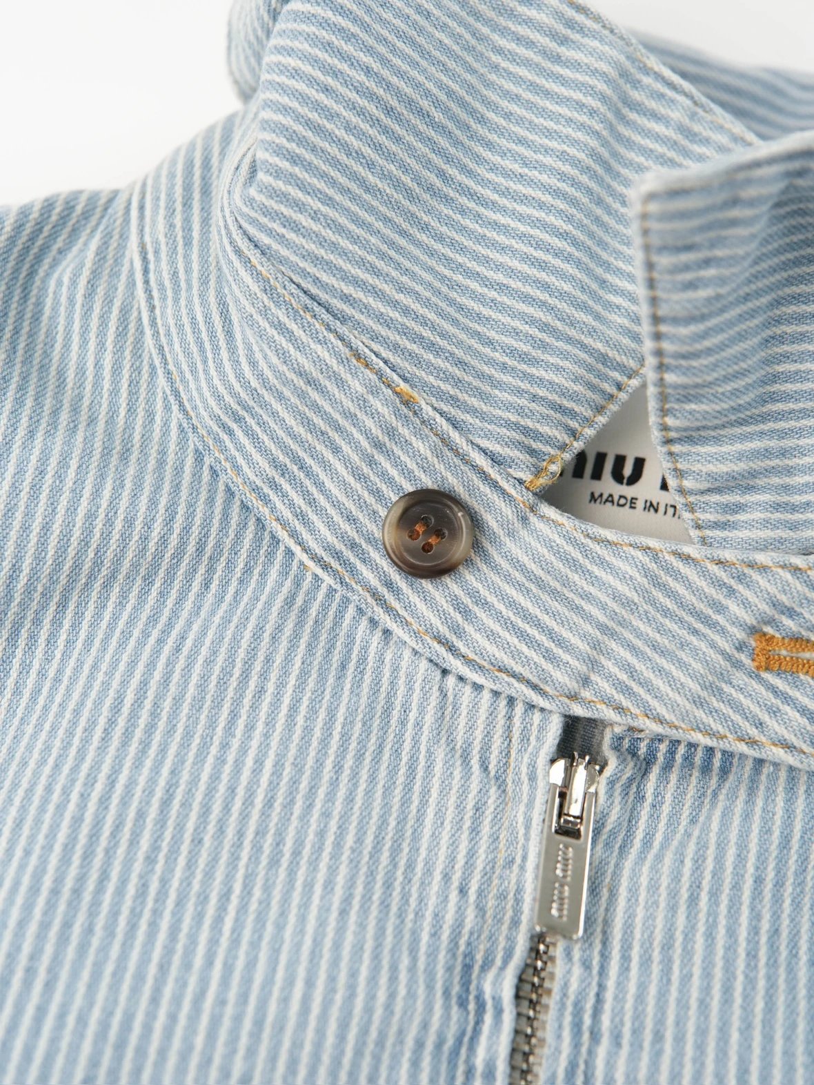 Item ID 8037 M1UM1U Miu Miu embroidered loose striped denim “ Heavy industrial wash