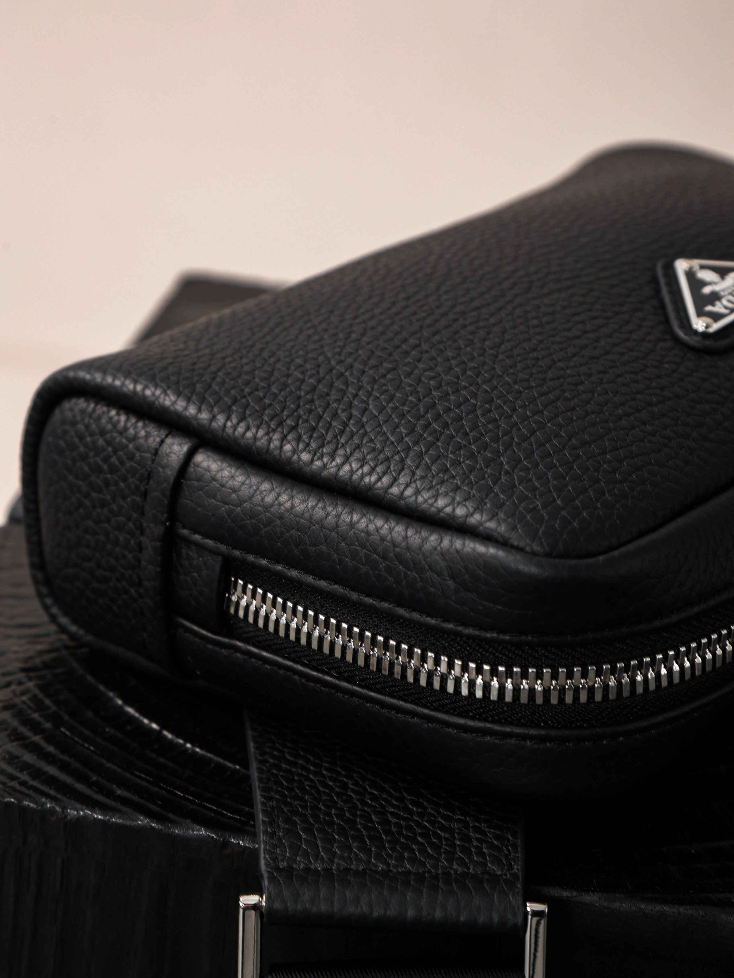 Item ID 8504 Pr@da- Prada - Fully Inlaid Leather - Vitello Dino - Metal Triangle Se