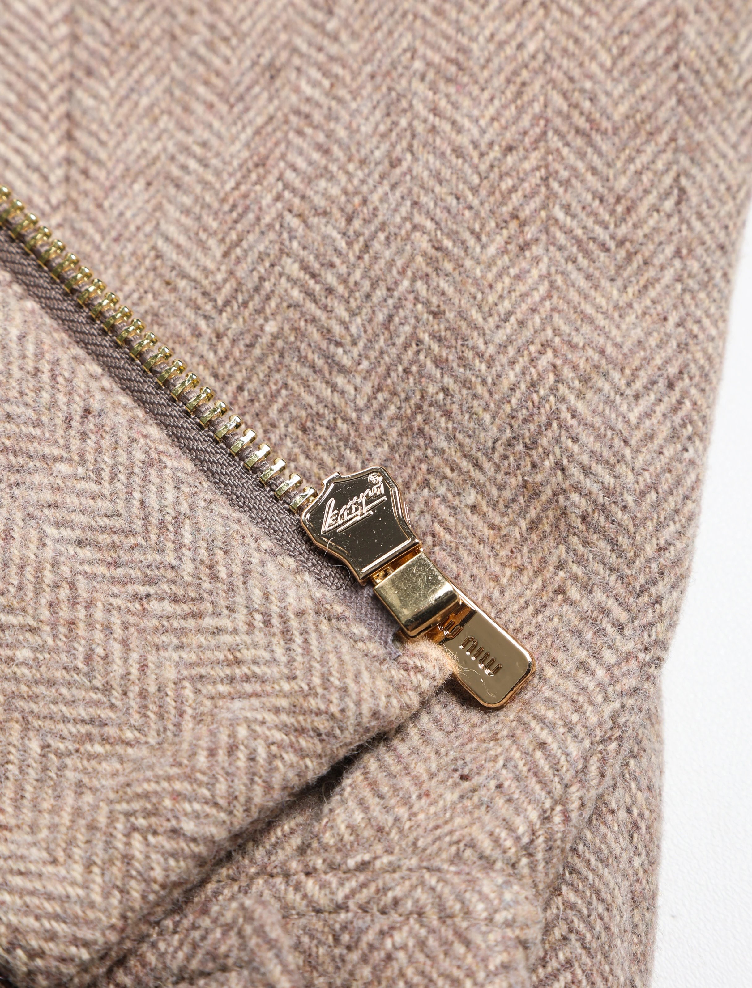  Item ID 8035 M1u-Miu-2024-ss-herringbone wool Harrington jacket - stand collar work