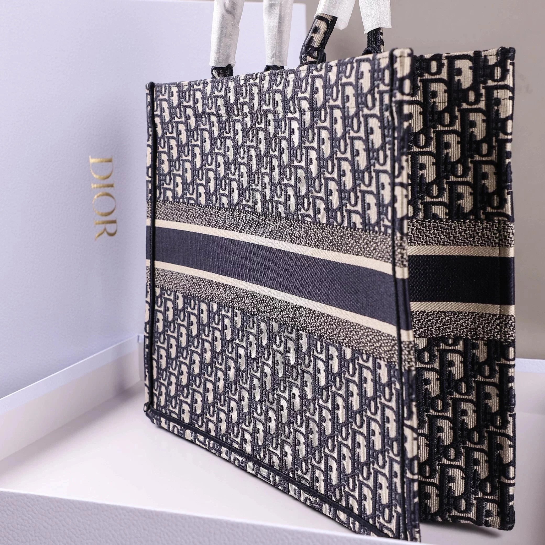 Item ID 8476 Full printed Jacquard Dior - Old Flower Series - Jacquard Tote Bag - L