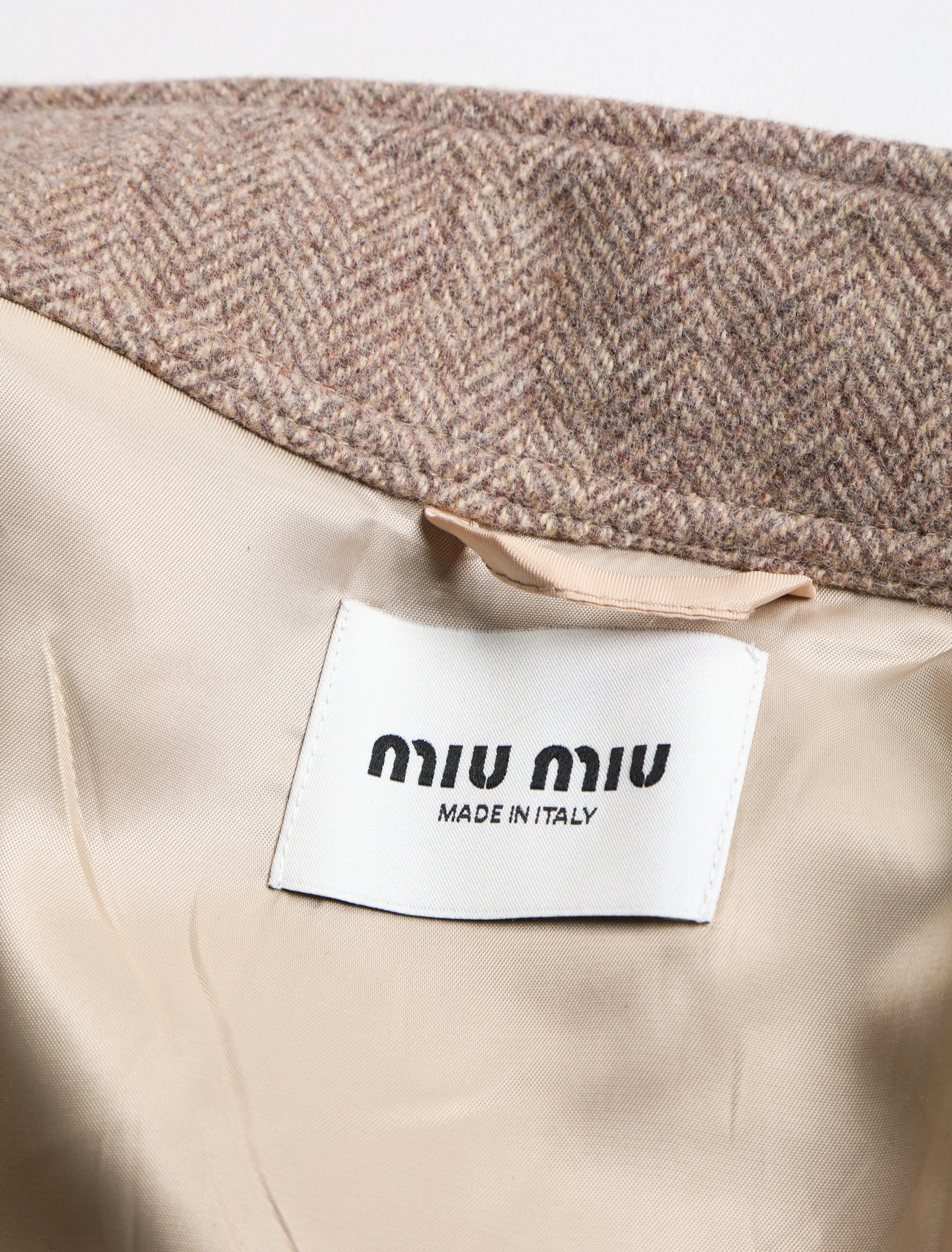 Item ID 8035 M1u-Miu-2024-ss-herringbone wool Harrington jacket - stand collar work