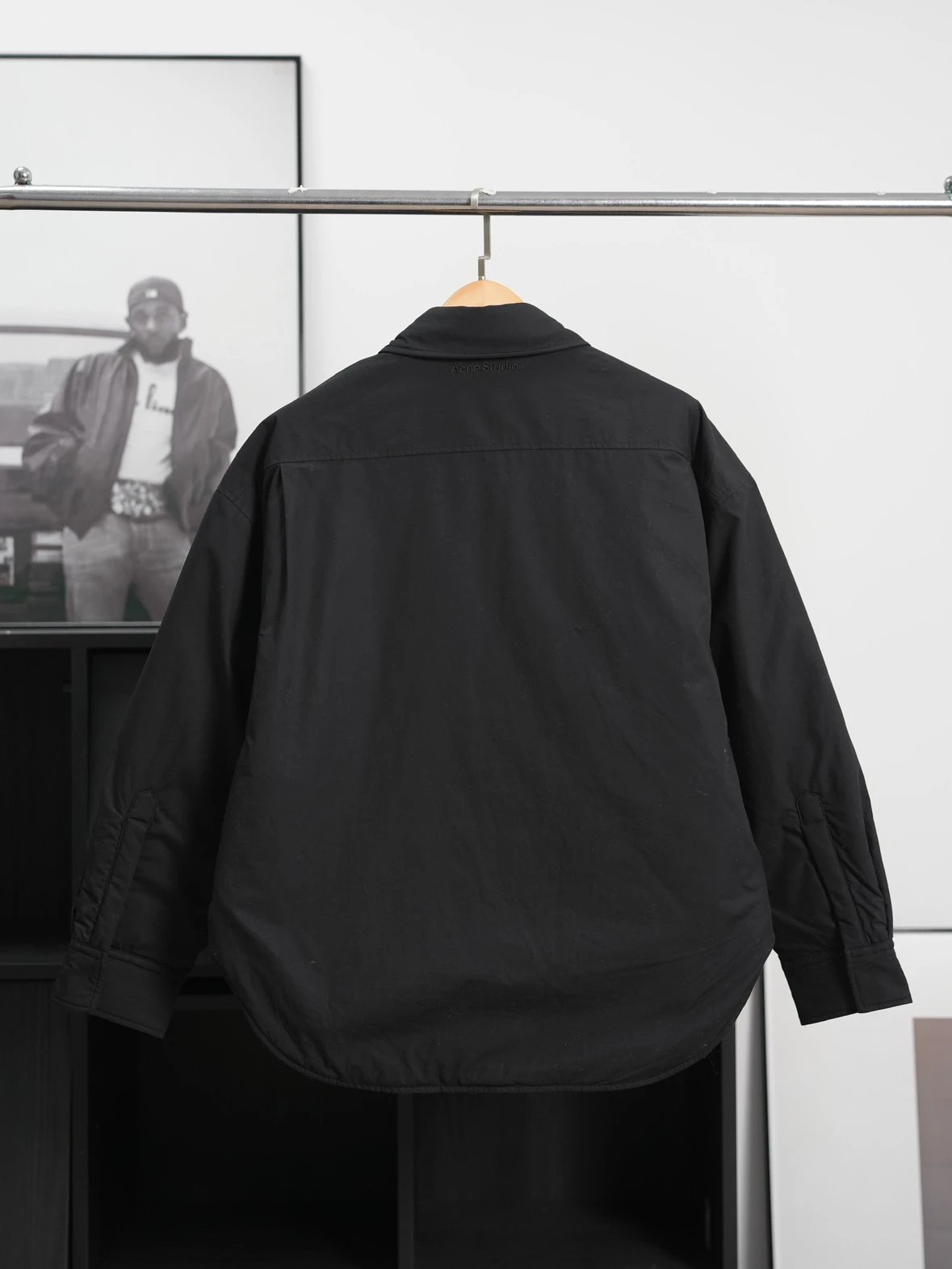 Item ID 8006 Acne Studios FW25 _Sparkling Silk Satin_ Embroidered Logo Collar Loose