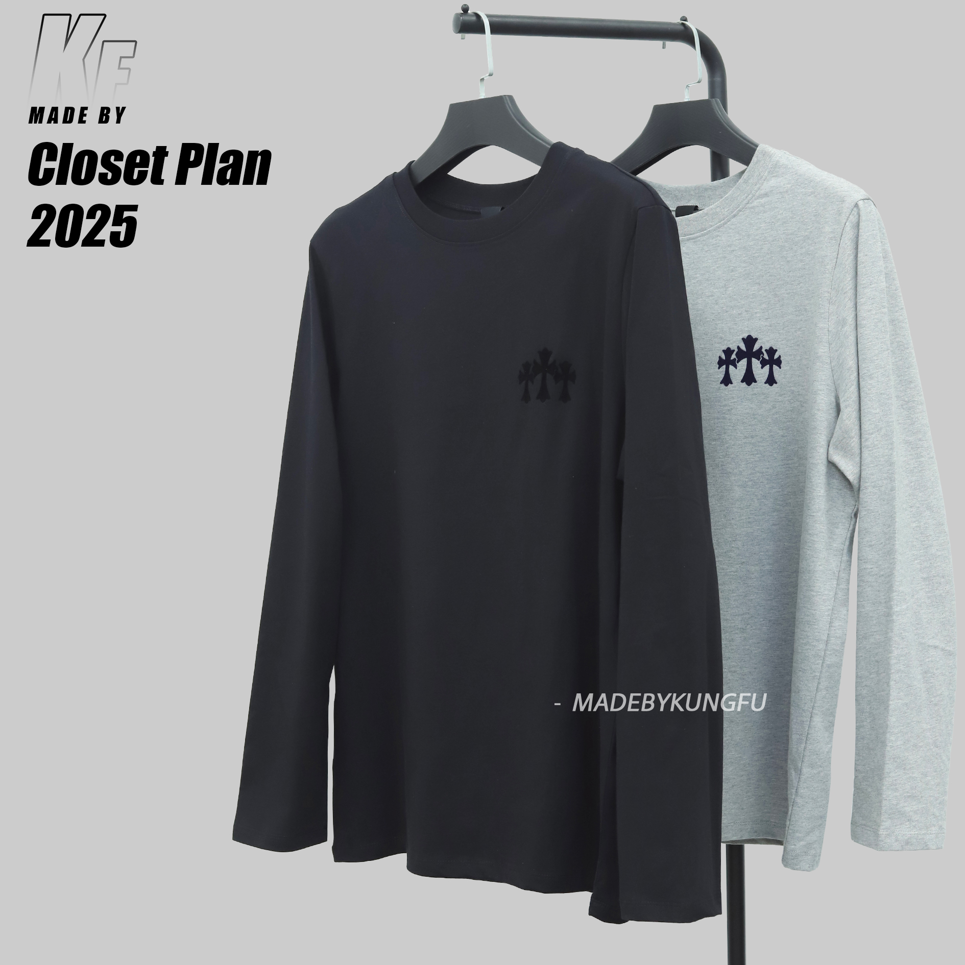 克罗心十字长袖 灰色