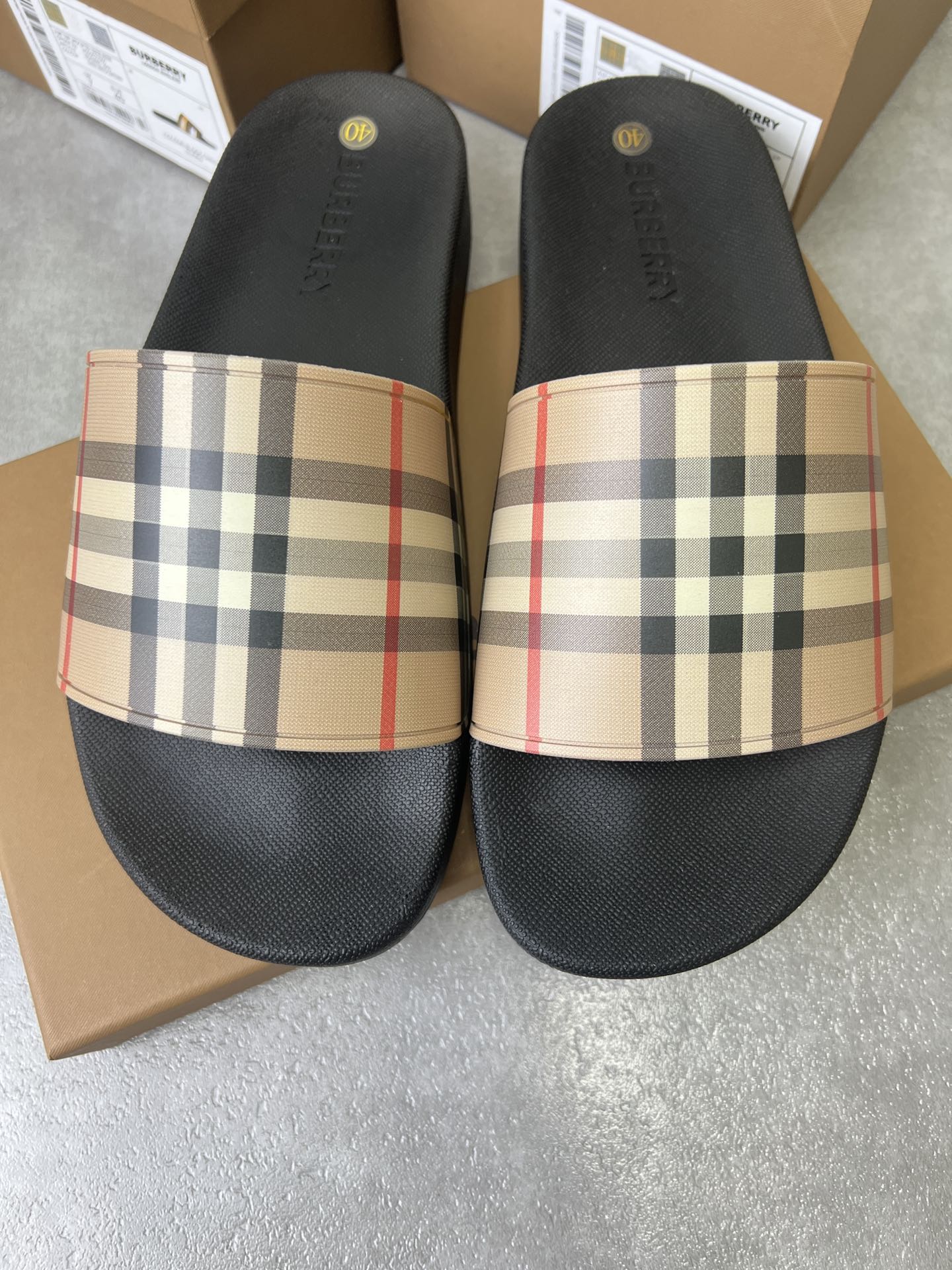 bbr 经典格子拖鞋