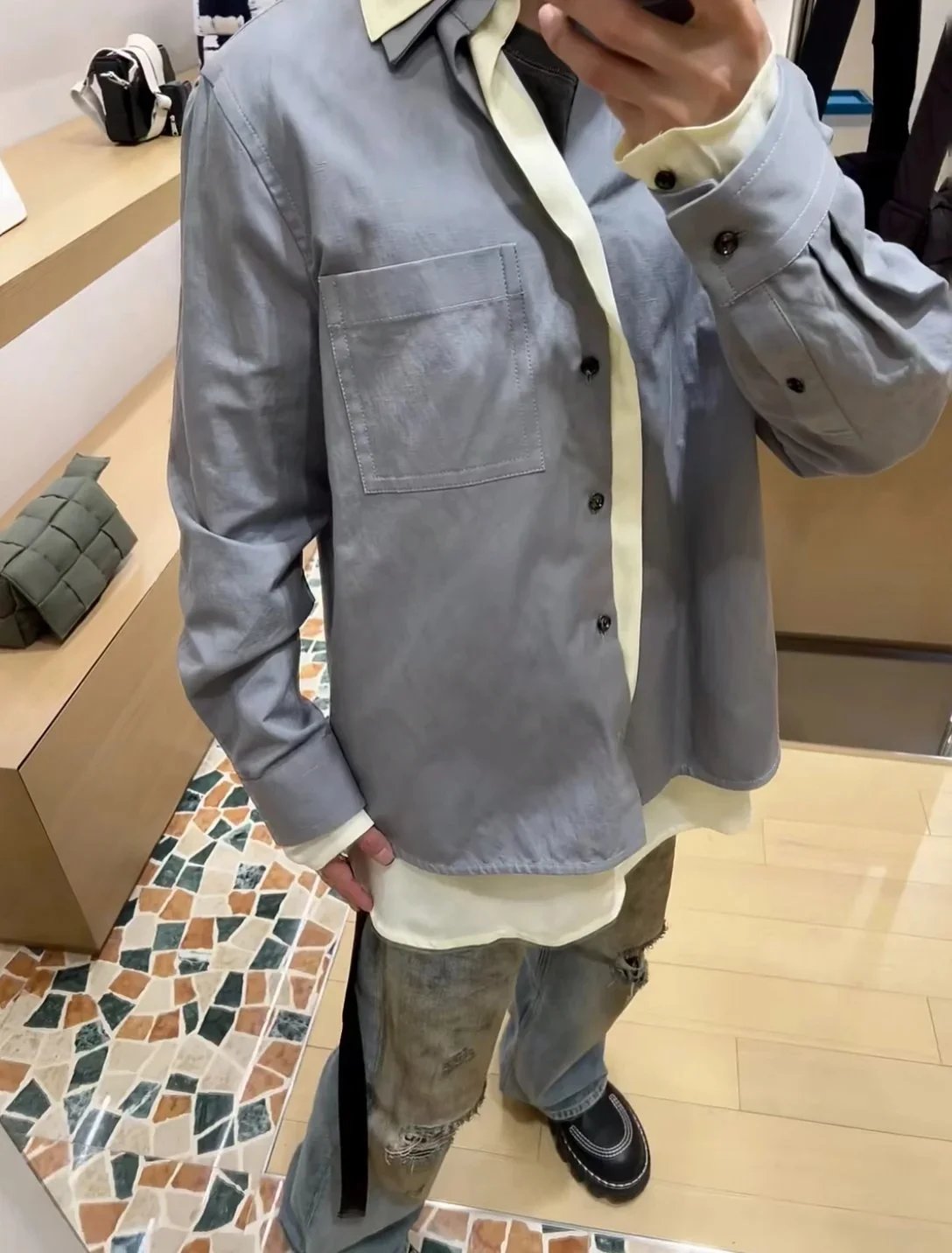 Item ID 8214 Botteg@-Venet @-Baotijia-2023S - Fake two-piece woven shirt jacket - D