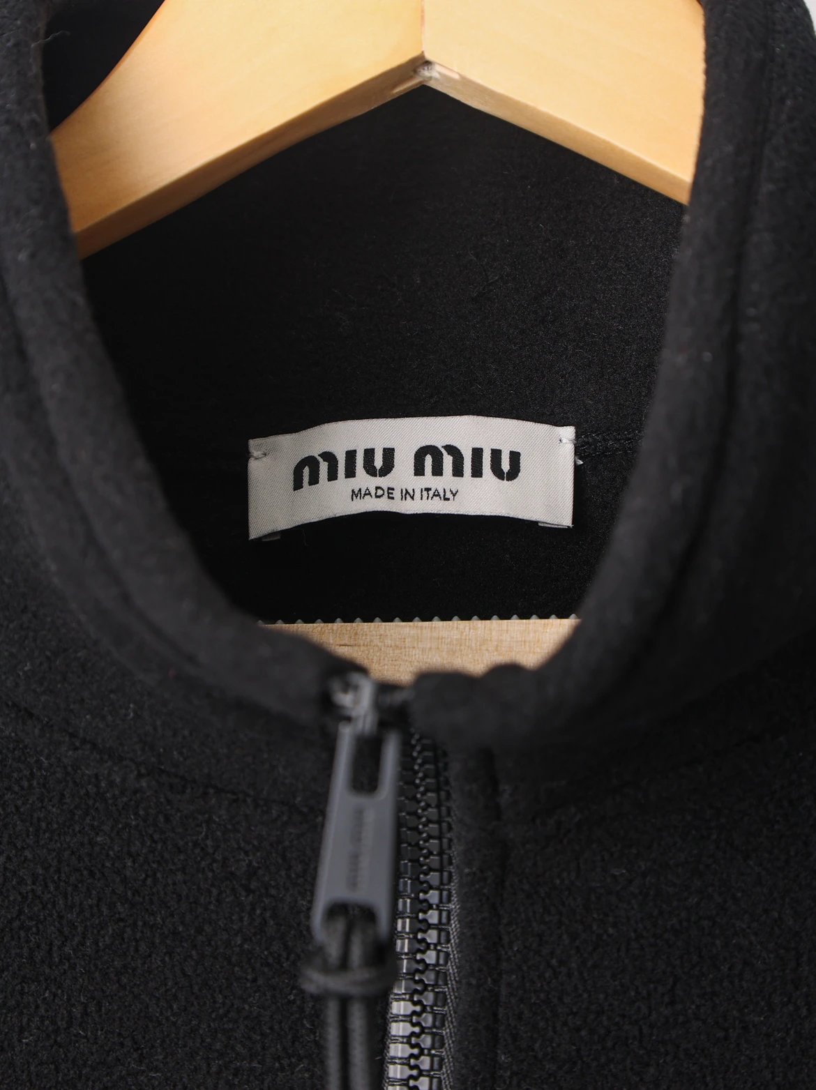 Item ID 8041 M1uMiu-2024-ss-fleece zipper jacket - Classic small label embroidered