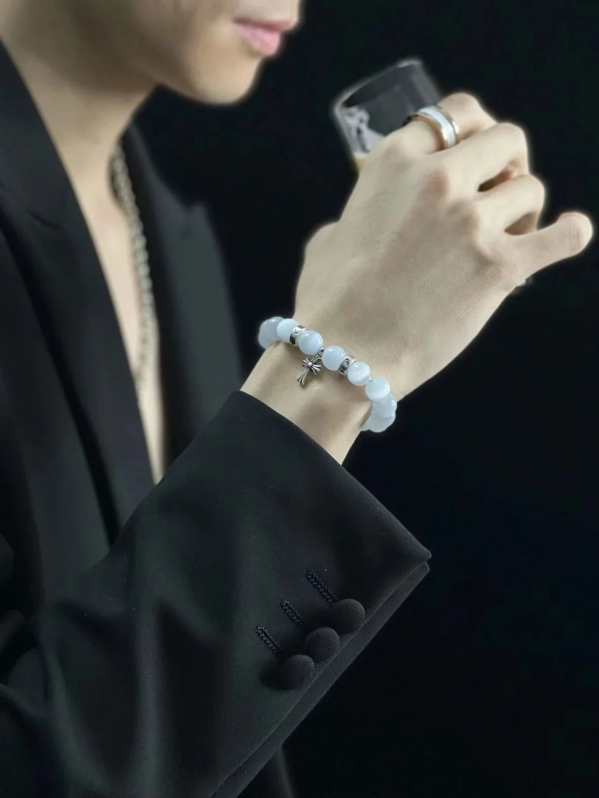 Item ID 8374 Chrome-Hearts- Crow heart - Classic - opal bracelet - Sterling Silver