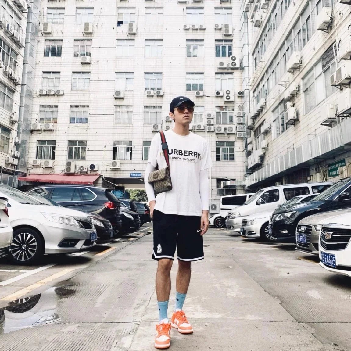 Item ID 8478 Guc GC Double G Old Flower Embossed Bag Leather Flip Cover Bag Jacquar