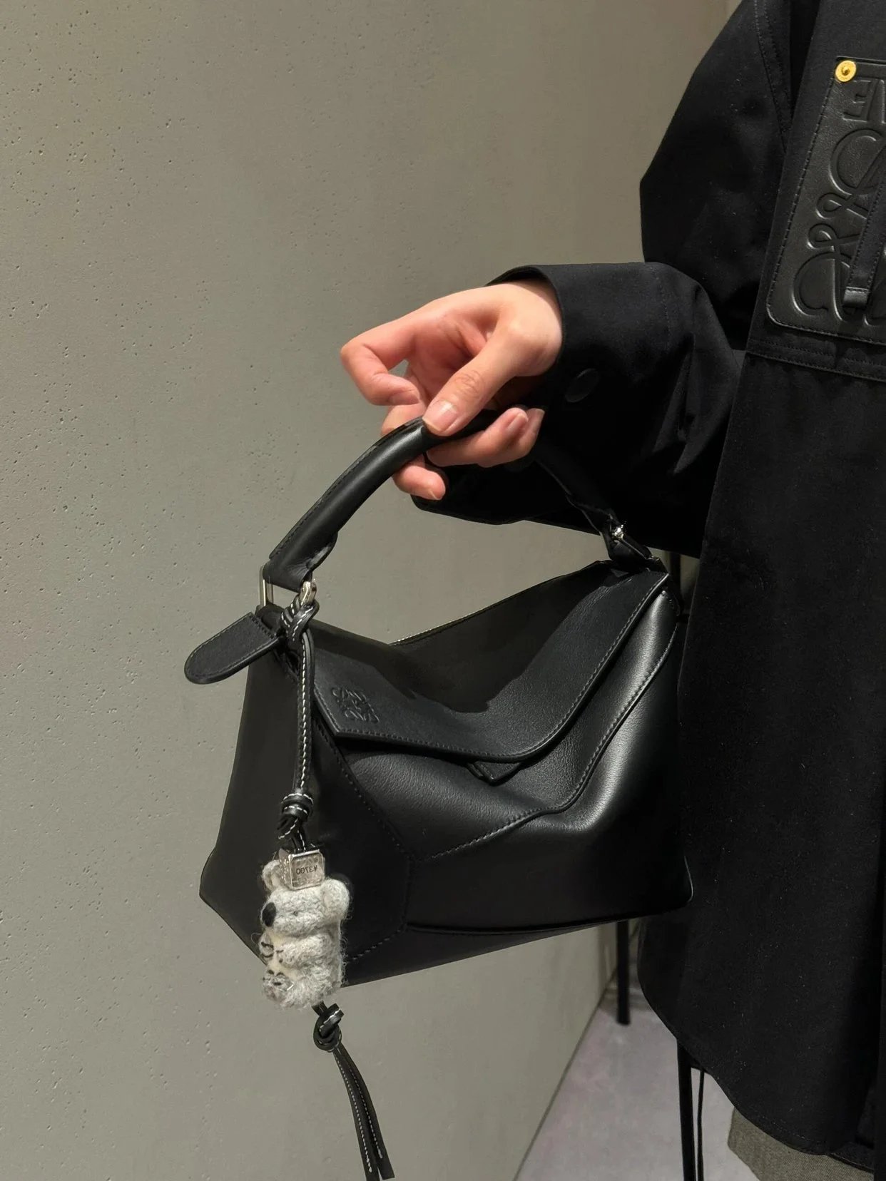 Item ID 8494 L0EWE Roewe Classic Buzz Anagram Leather Embossed Crossbody Bag Detach