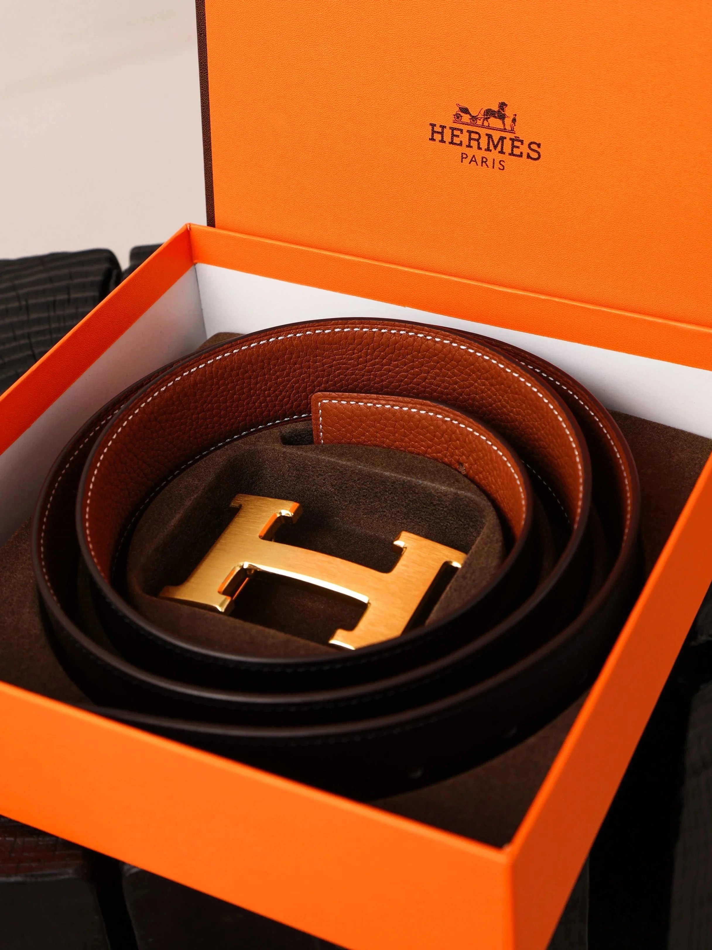 Item ID 8399 Hermes 3-2020ss - Classic H logo letter belt - Double sided calf leath