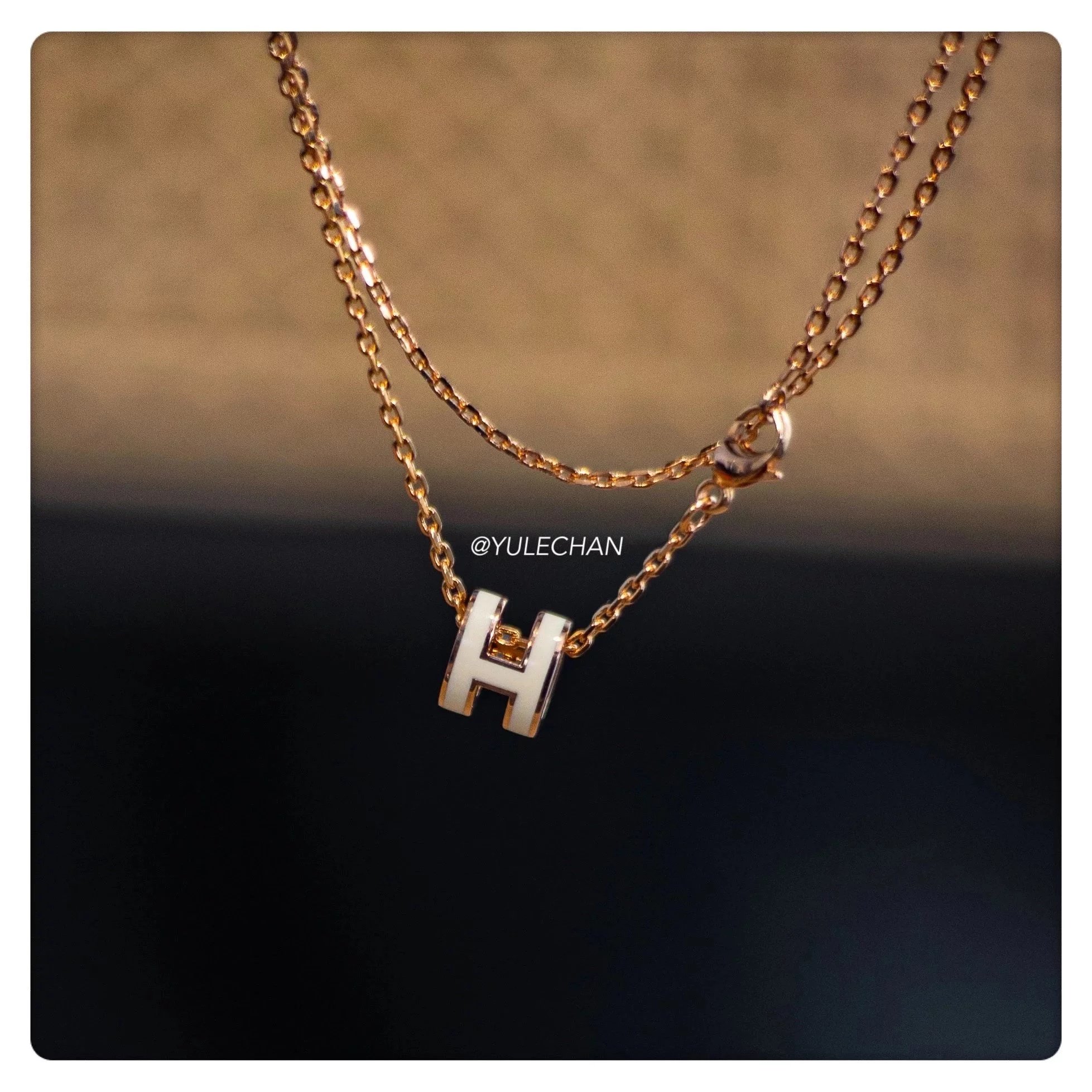 Item ID 8380 H letter necklace -mini letter pendant - rose gold necklace - clavicle
