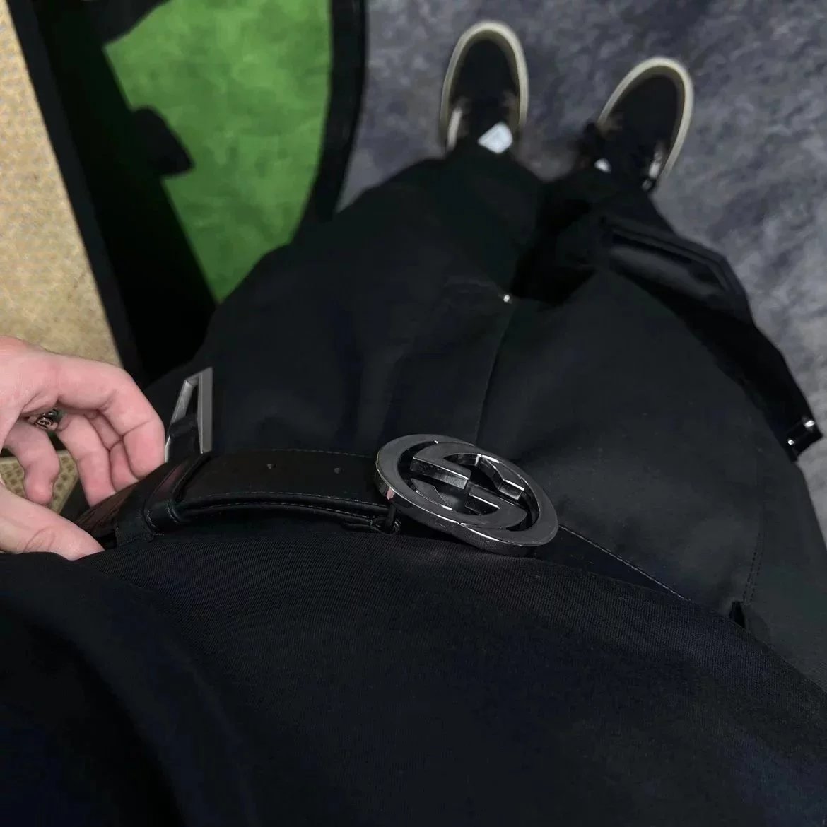 Item ID 8396 GUC belt - pair G logo logo belt - Classic old flower embossed black b