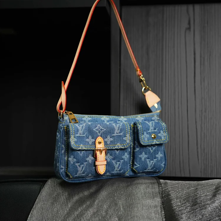 Item ID 9060 1V PA Denim Danning Chain Head Hanging Fabric Handheld Shoulder Bag Women's