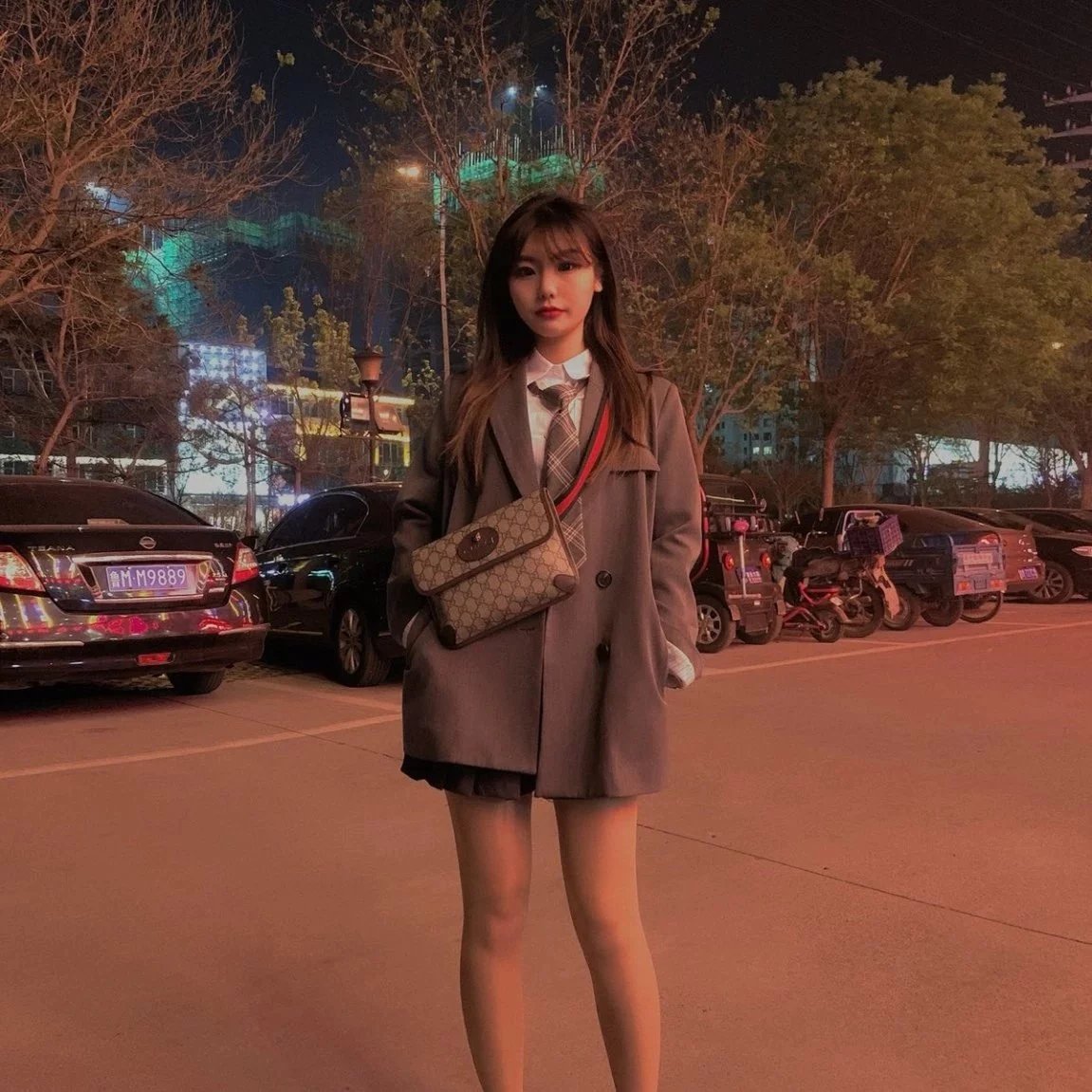 Item ID 8478 Guc GC Double G Old Flower Embossed Bag Leather Flip Cover Bag Jacquar