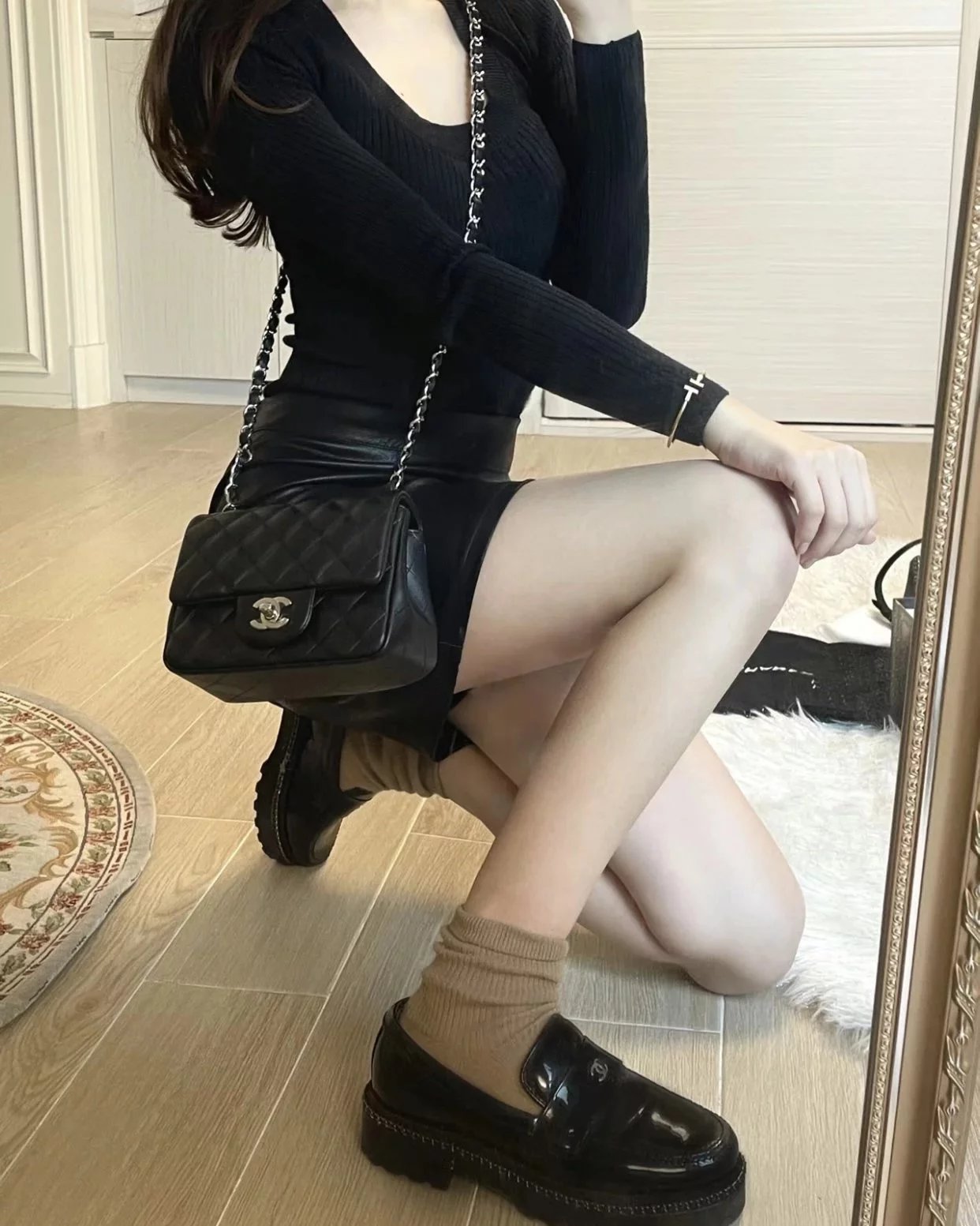 Item ID 8460 CHANEL - Classic Chain Bag - Mini Golden Bead Square Fat Flip Bag - Sm