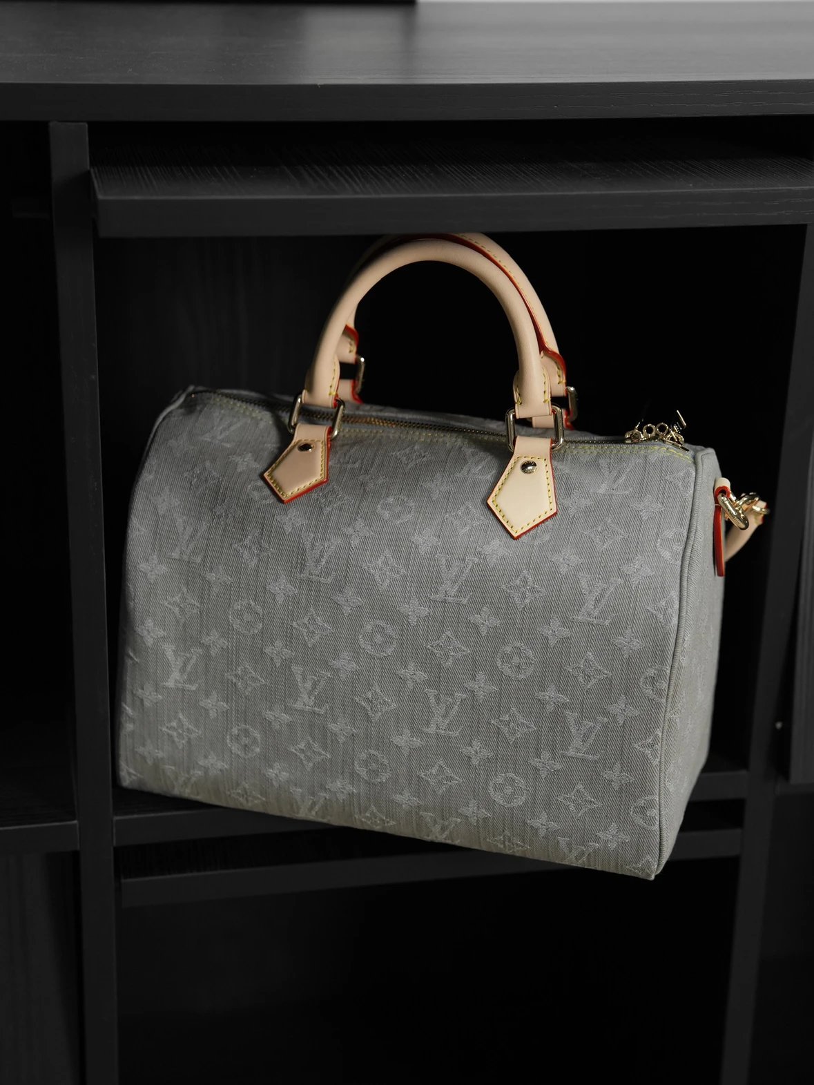Item ID 8509 Speedy-Soft-30- Gray denim denim removable leather tag - Hardware acce