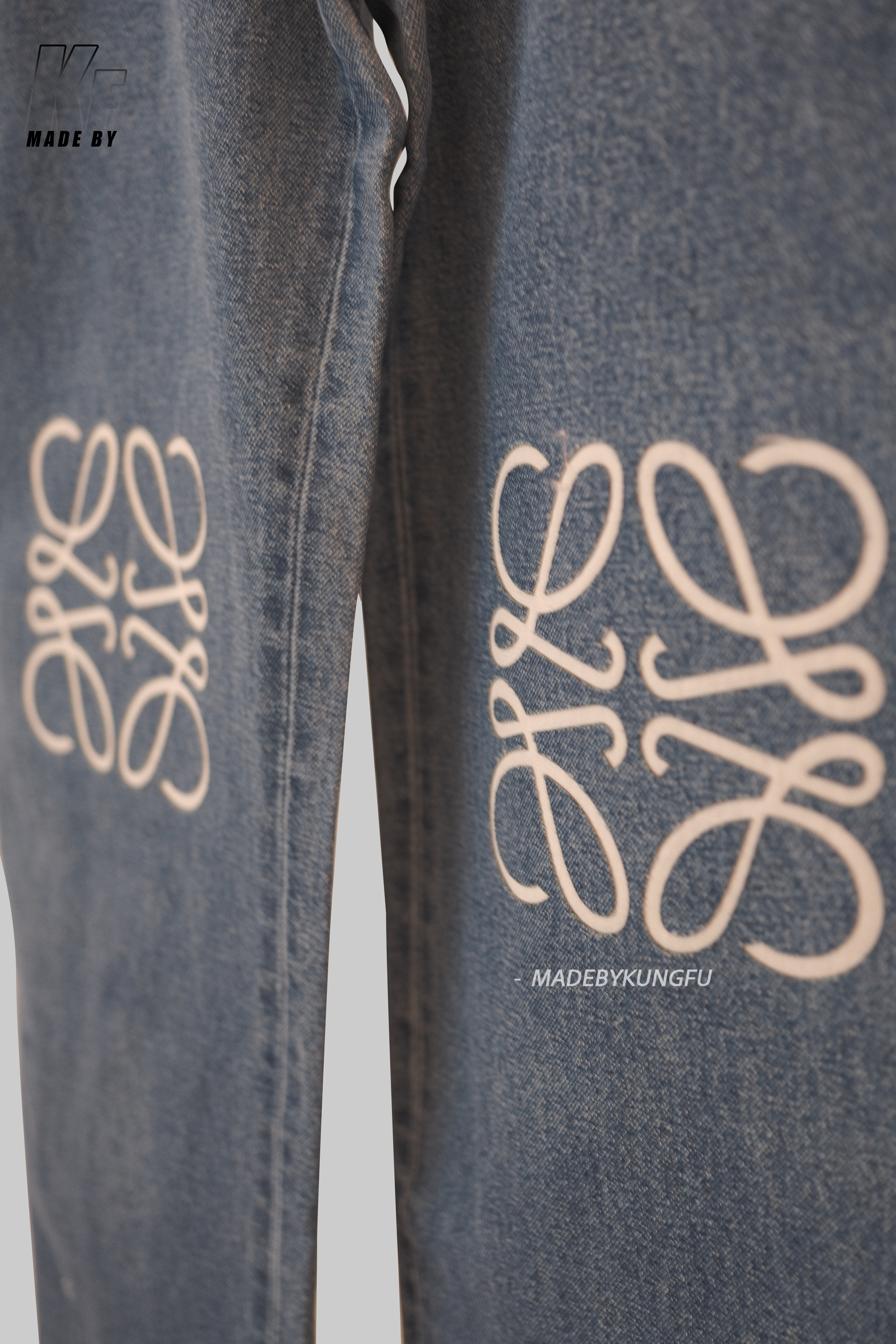 LOE laser engraved jeans