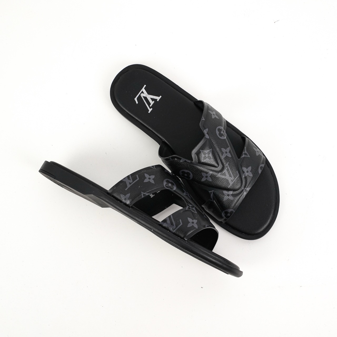Louis Vuitton Oasis 经典系列2024最新经典款拖鞋 皮黑花纹
